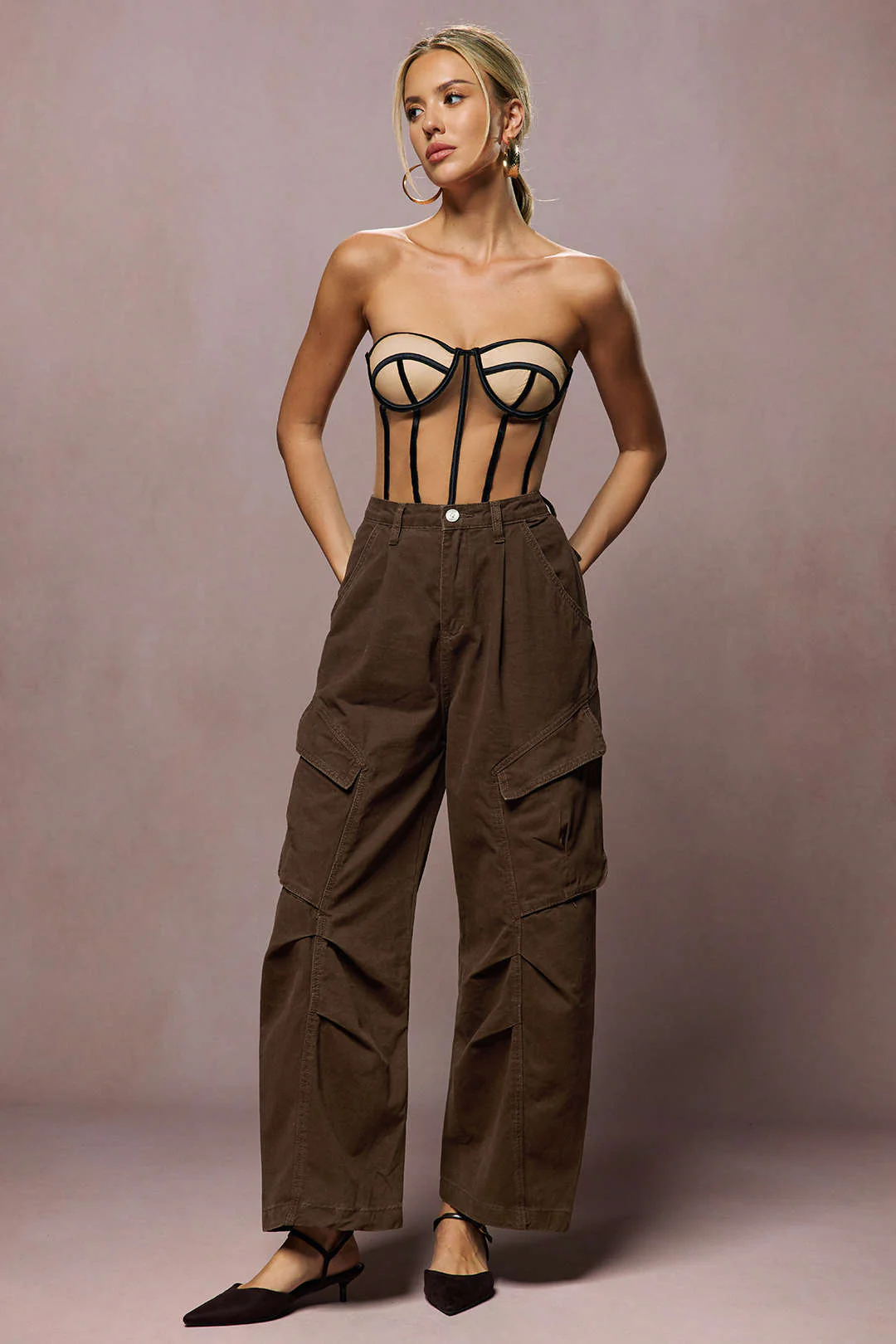 Denim Ruched Pocket Jeans - Image 4
