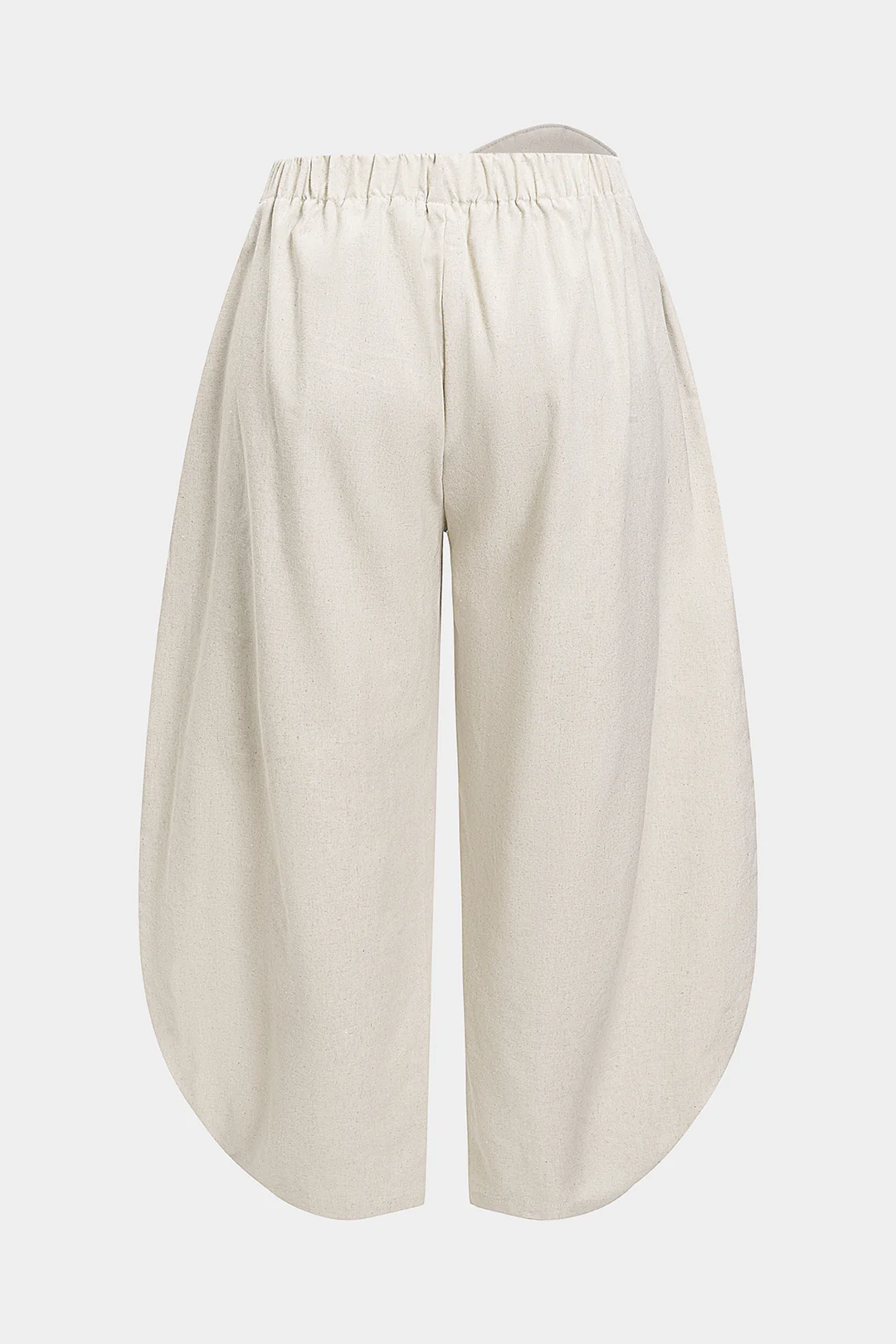 Plus Size Linen Button Asymmetrical Ruched Barrel Trousers - Image 2