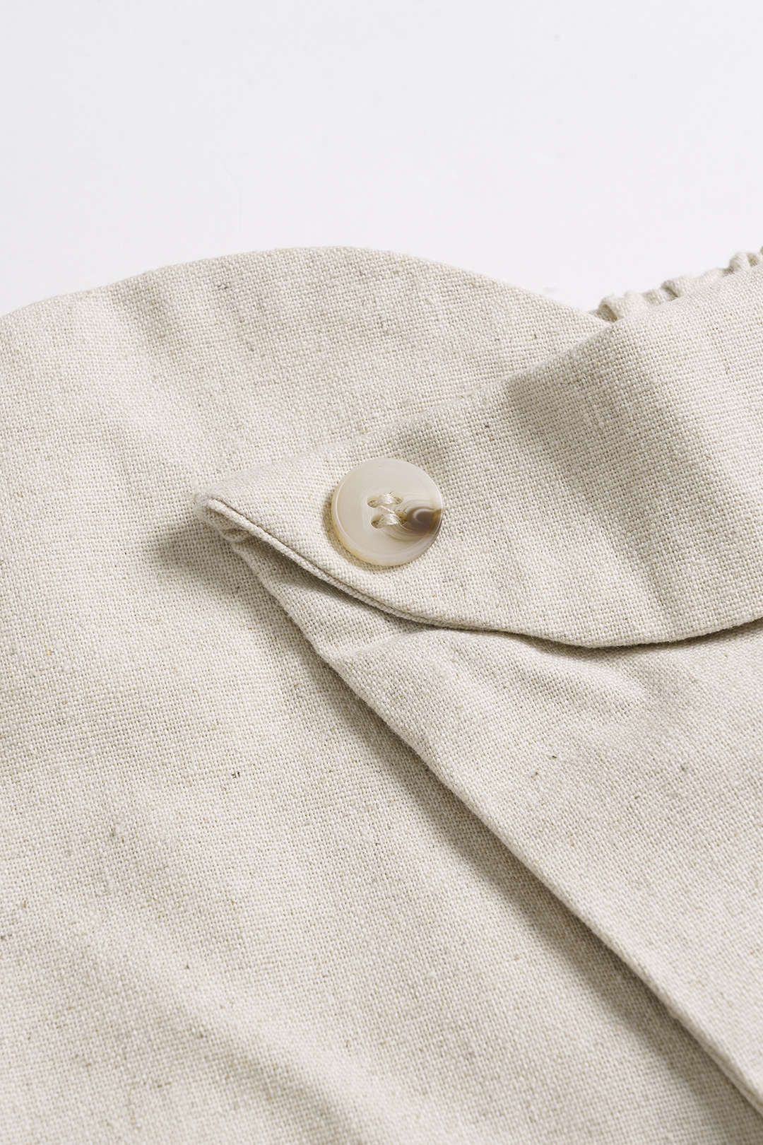 Plus Size Linen Button Asymmetrical Ruched Barrel Trousers - Image 3