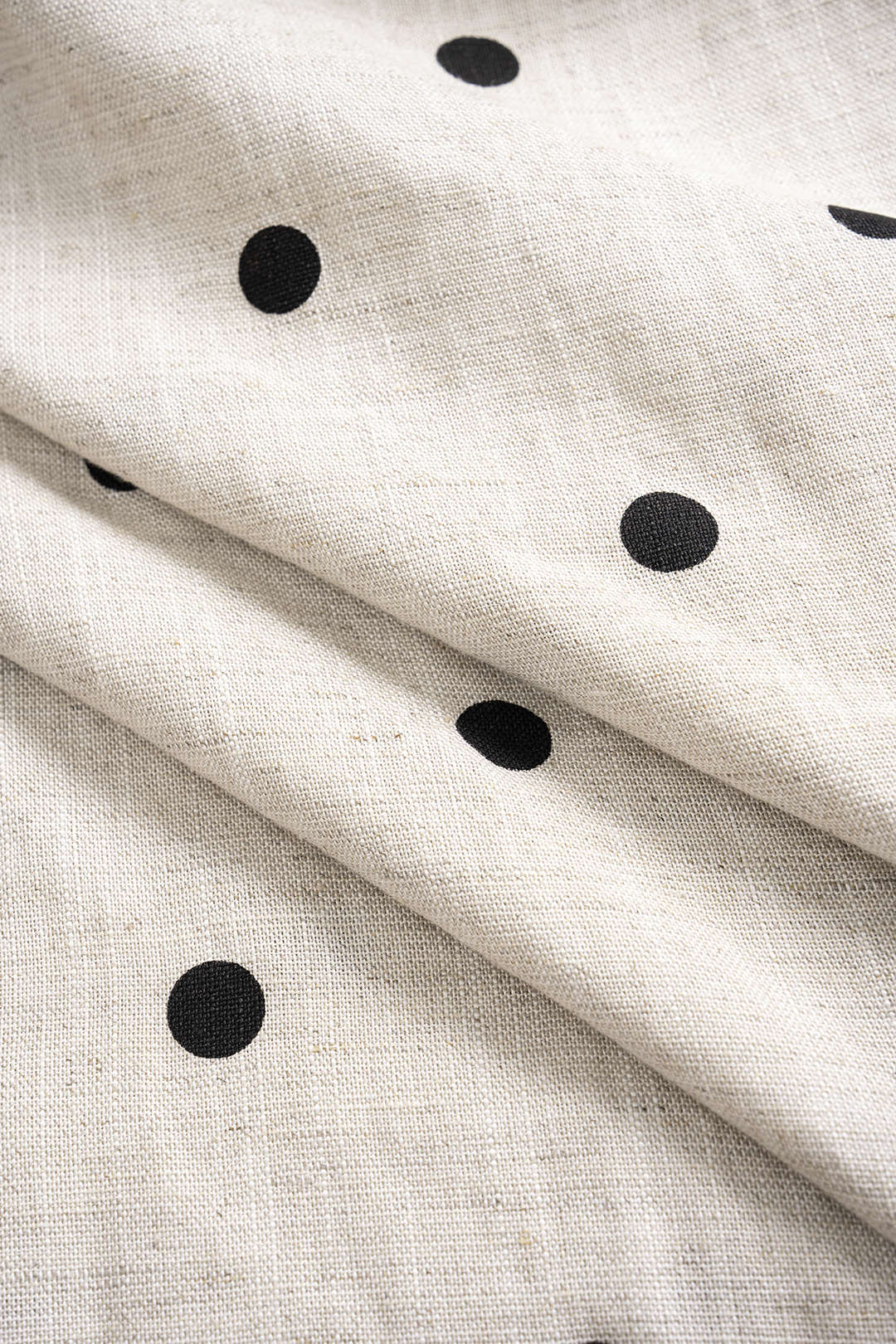 Polka Dots Print Linen Drawstring Wide Leg Trousers - Image 4