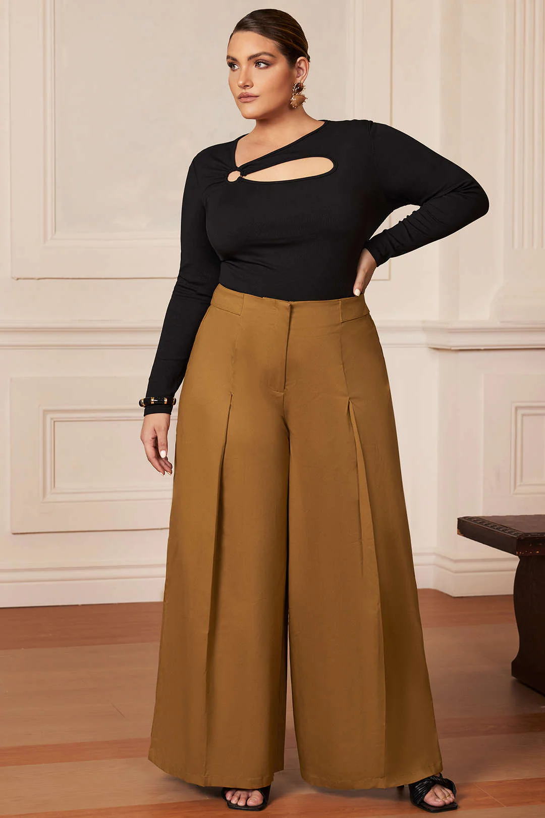 Plus Size Ruched Zipper Detailed Trousers - Image 5