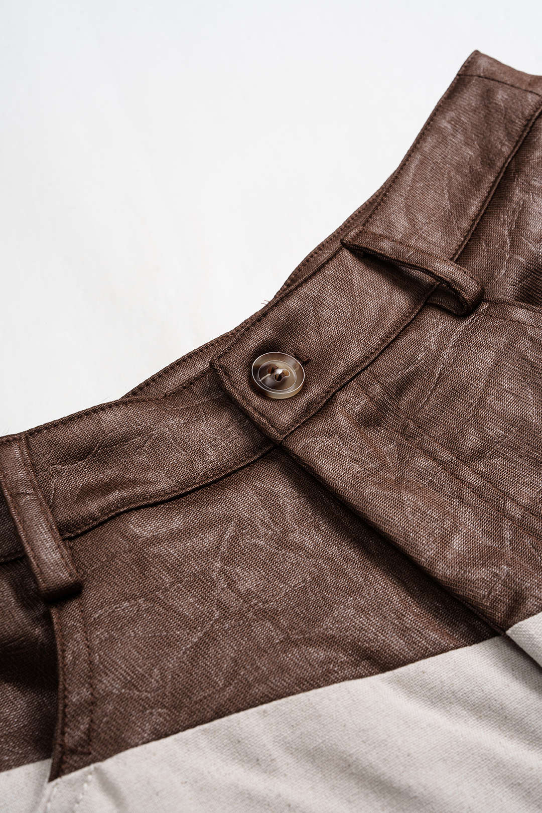 Faux Leather Ruched Patchwork Barrel Trousers - Image 3