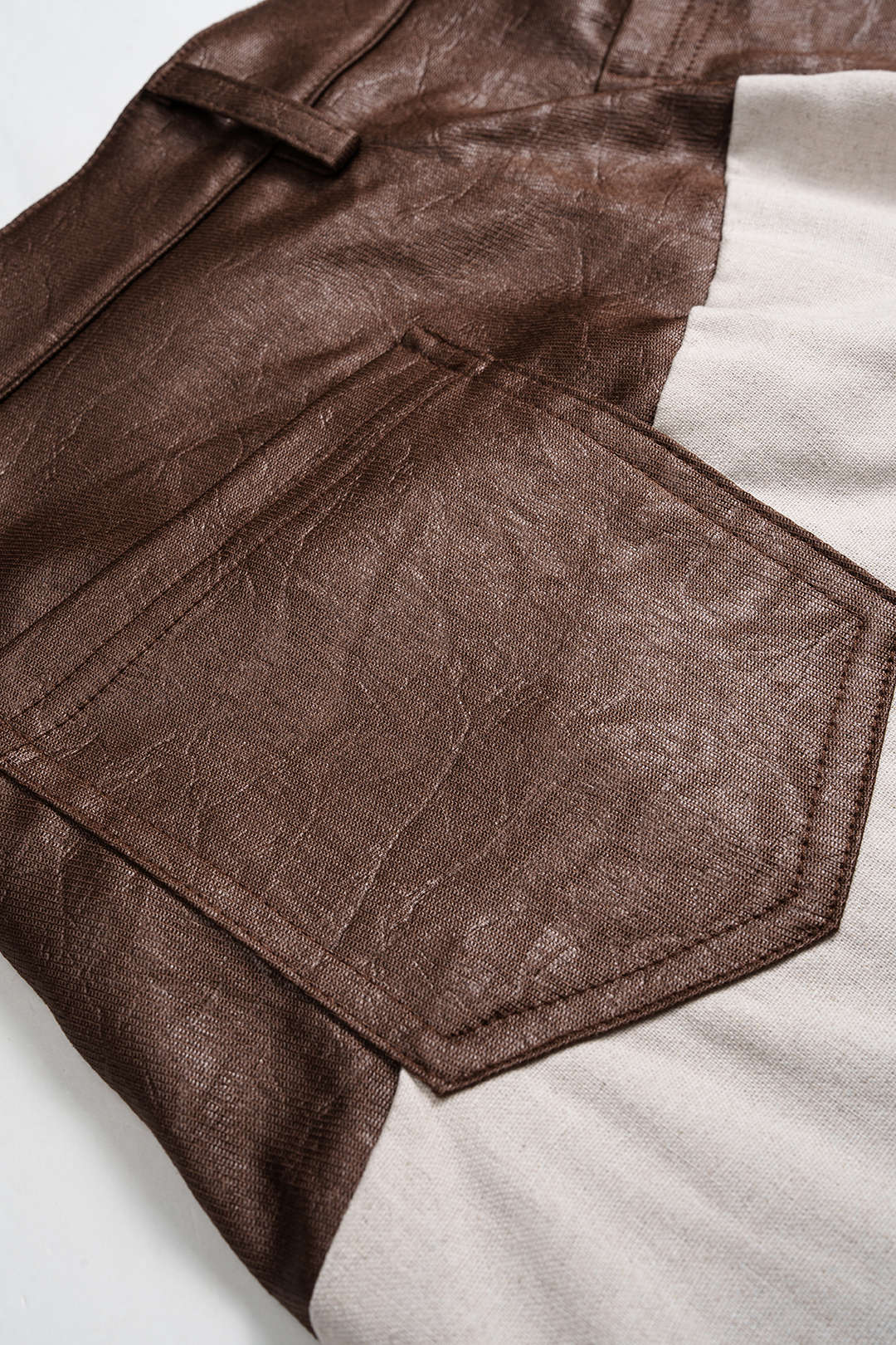 Faux Leather Ruched Patchwork Barrel Trousers - Image 4