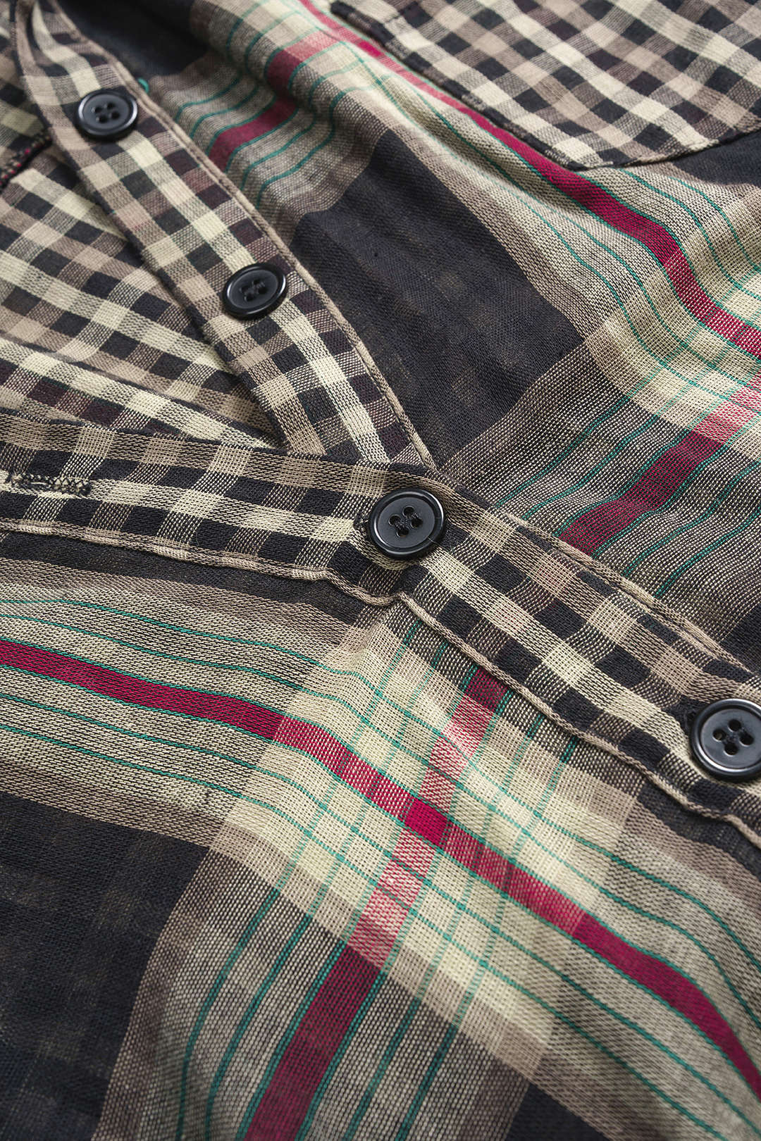 Plaid Print Button Long-Sleeve Shirt And Mini Skirt Set - Image 5