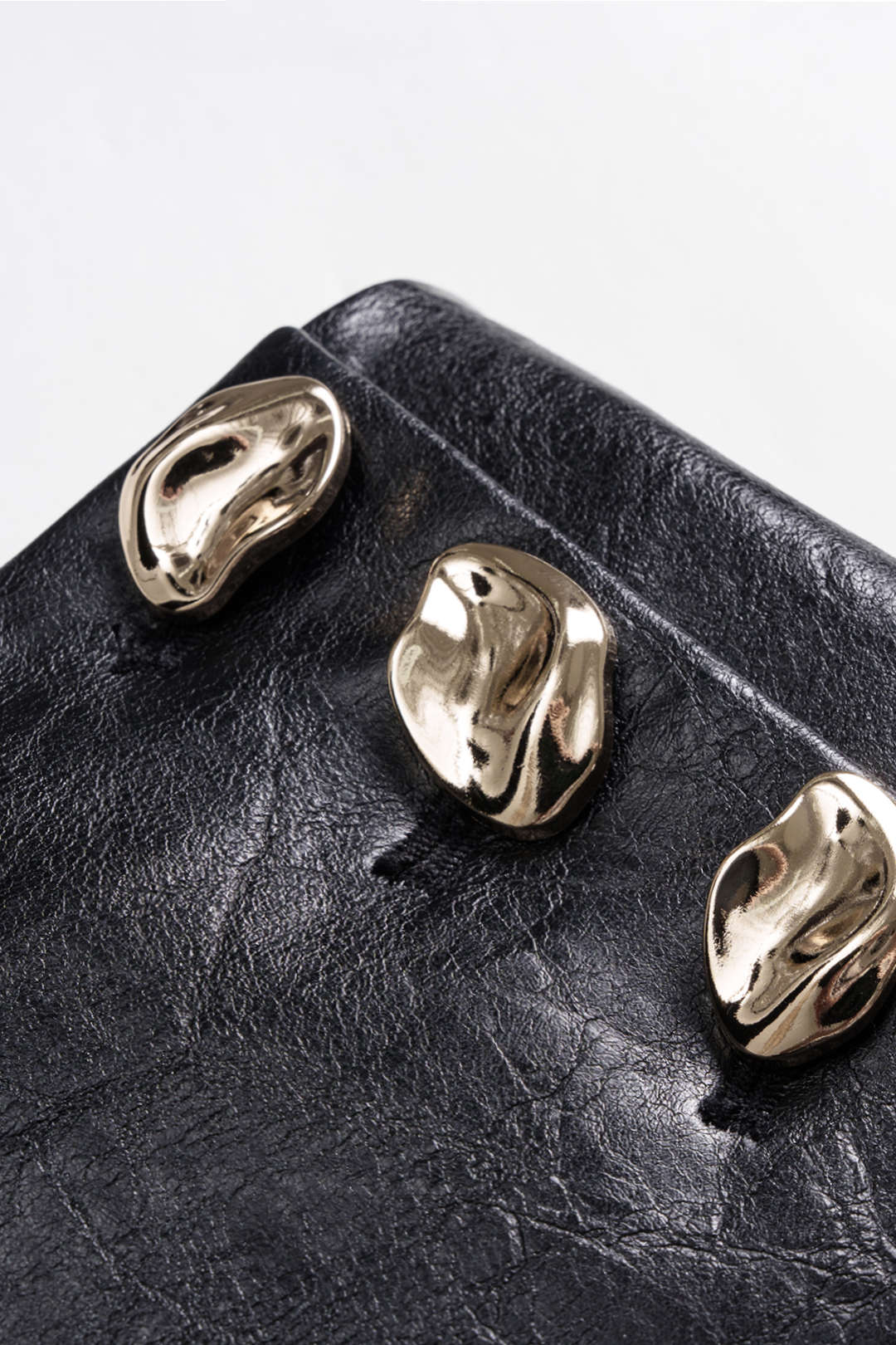 Faux Leather Metallic Asymmetrical Patchwork Trousers - Image 3