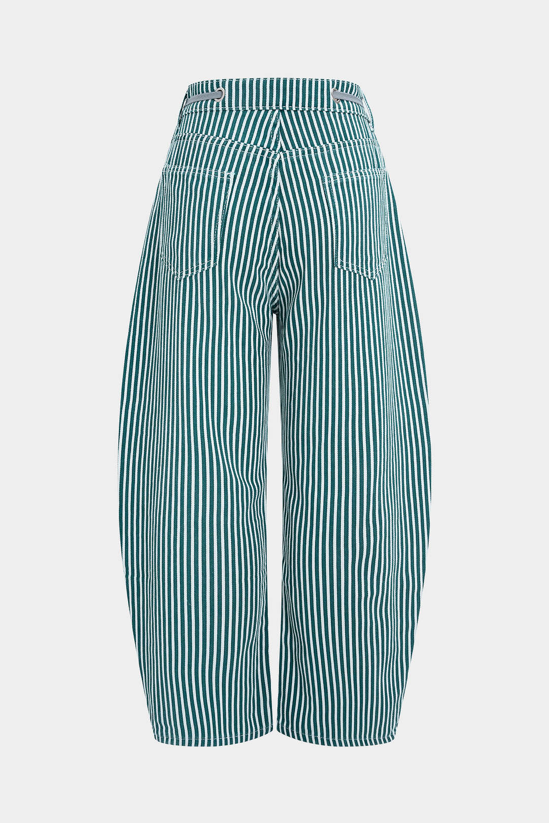 Stripe Print Pocket Drawstring Barrel Trousers - Image 8
