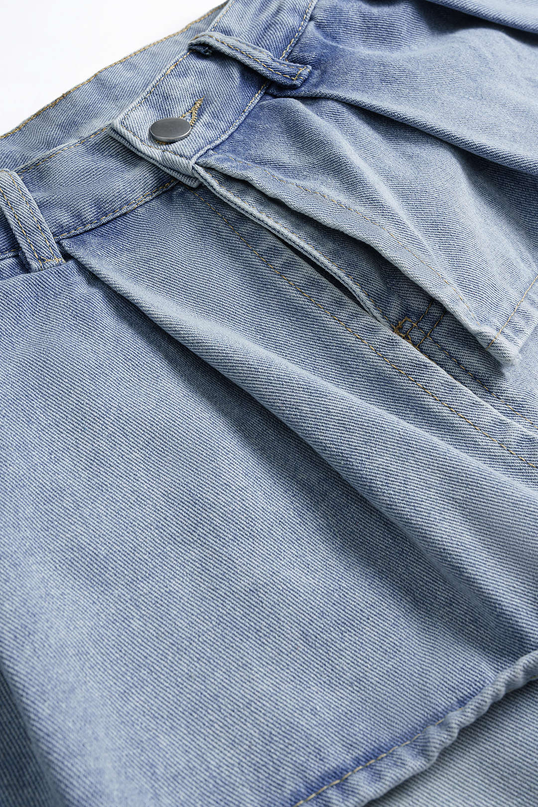 Denim Ruffle Pocket Straight Leg Trousers - Image 3