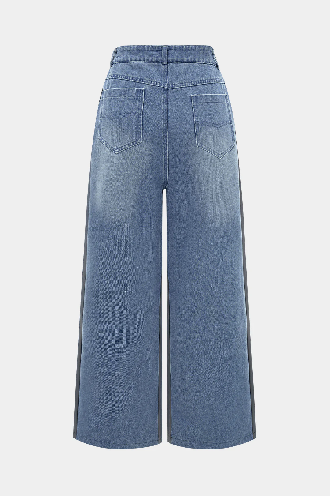 Shirred Patchwork Tie-Up Wide Leg Trousers - Image 2