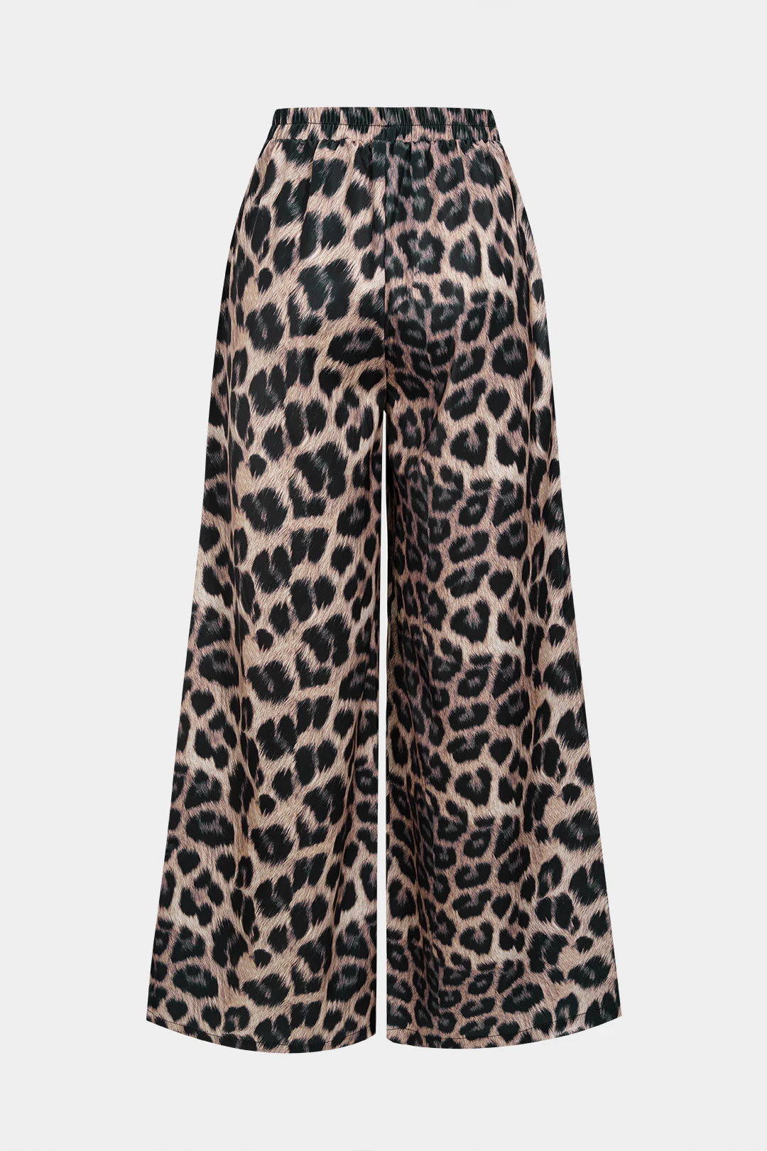 Leopard Print Satin High Waist Straight Leg Pants - Image 2