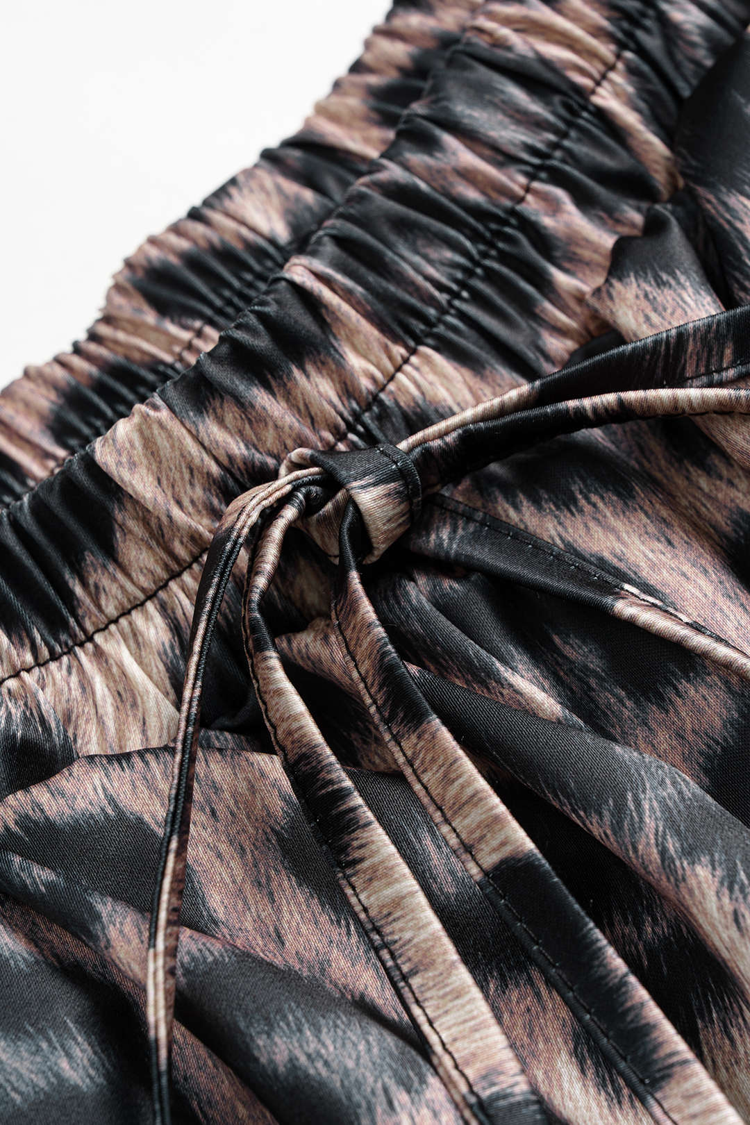 Leopard Print Satin High Waist Straight Leg Pants - Image 3