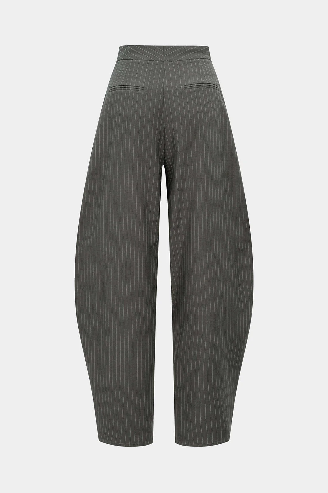 Stripes Print Ruched Barrel Trousers - Image 2