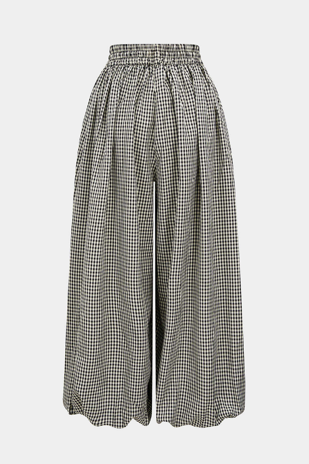 Checkered Print Tie-Up Lantern Trousers - Image 2