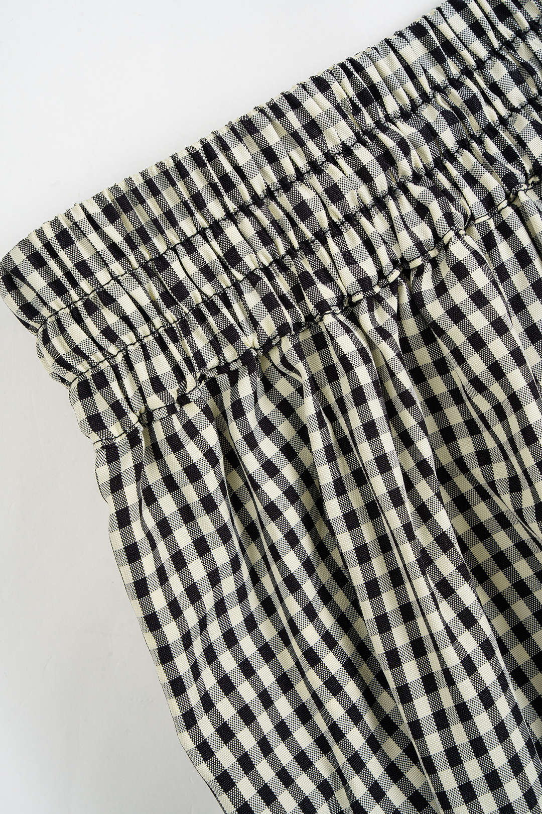 Checkered Print Tie-Up Lantern Trousers - Image 3