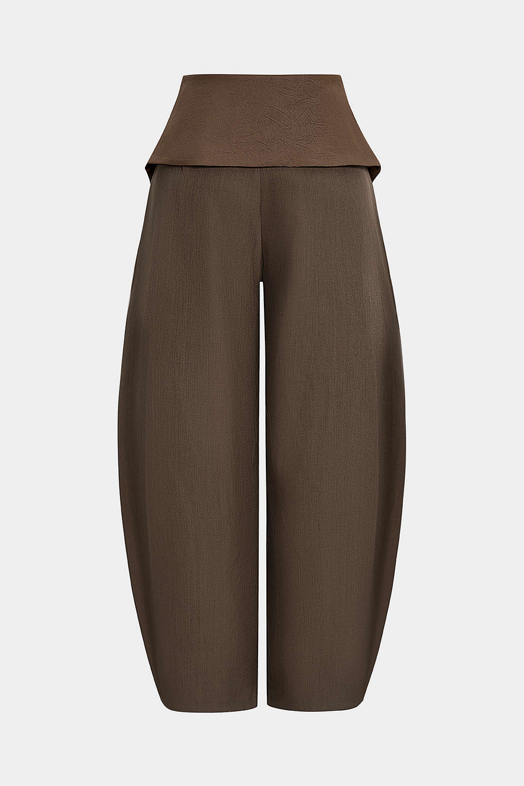 Satin Patchwork Zipper Barrel Trousers - Image 2