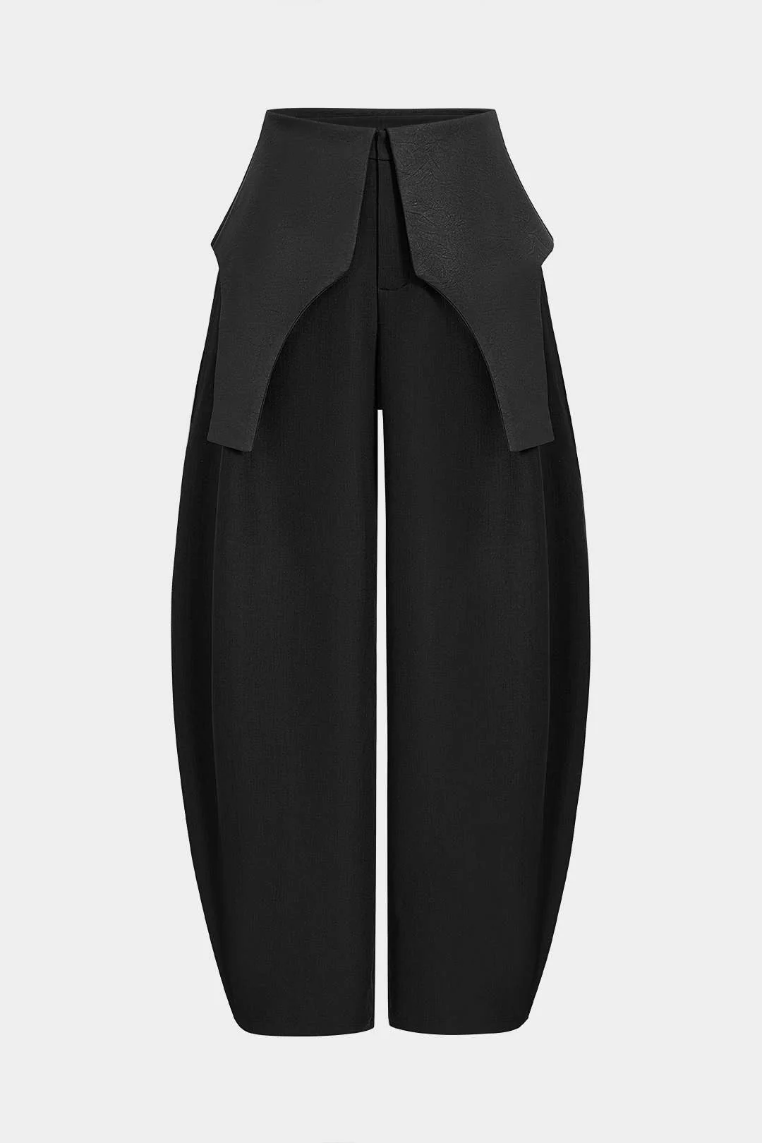 Satin Patchwork Zipper Barrel Trousers - Image 9
