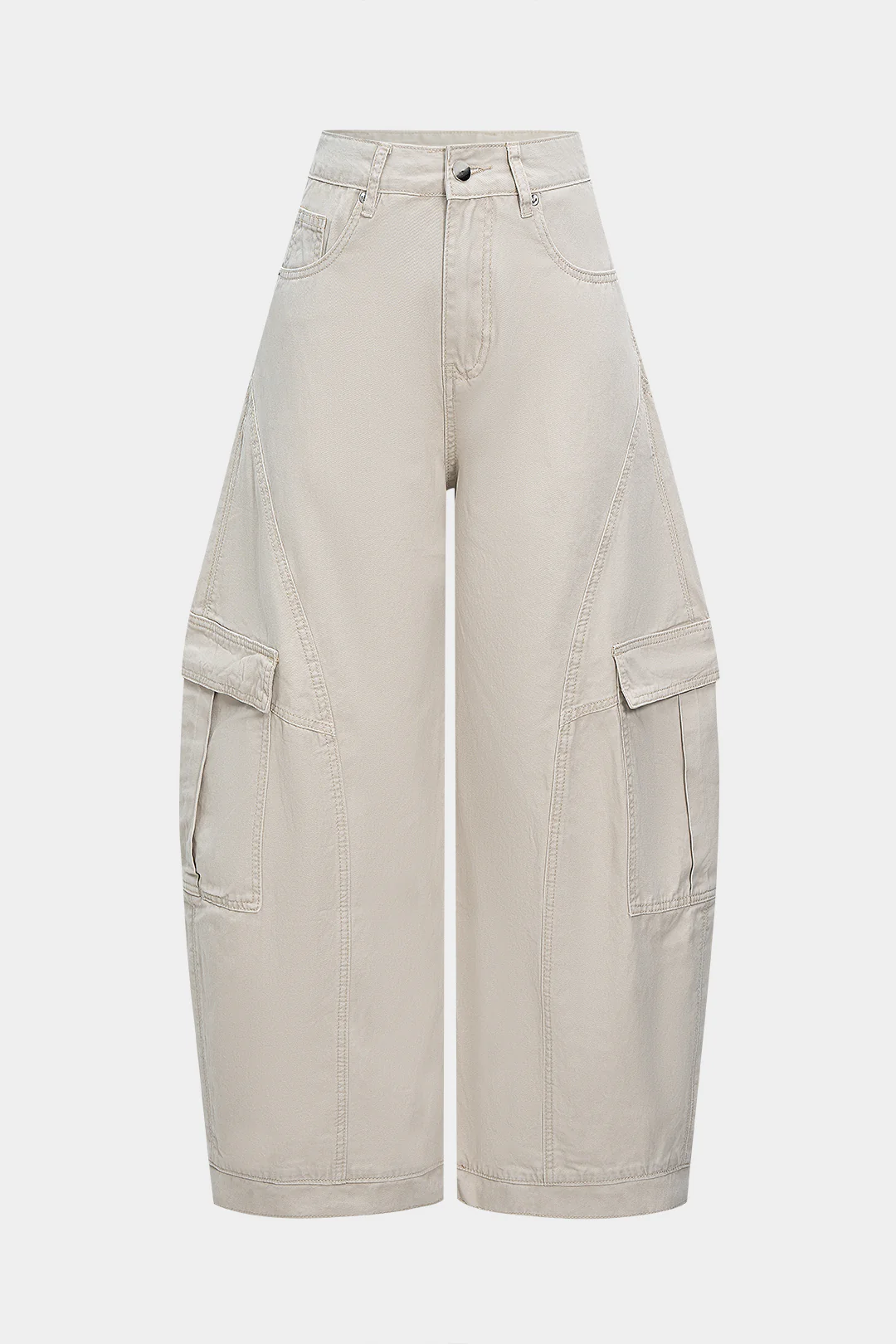 Pocket Wide Leg Barrel Trousers - Image 2