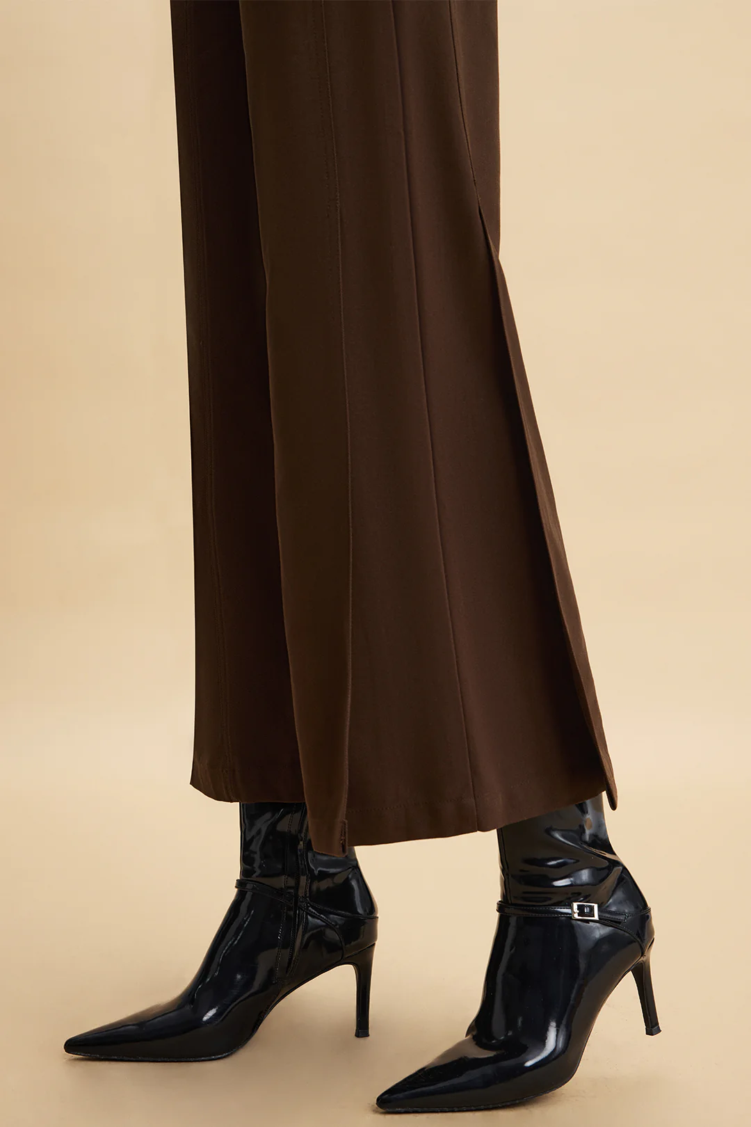 Faux Leather Patchwork Zipper Pocket Trousers - Image 3