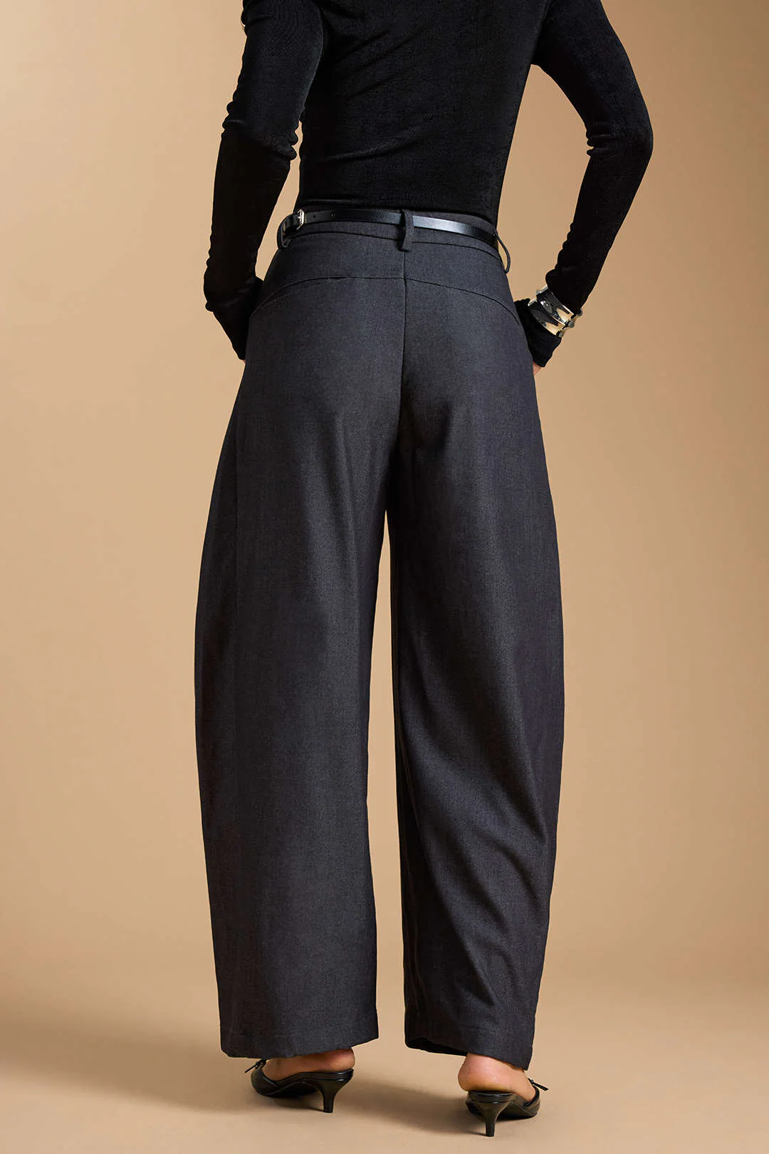 Zipper Belted Wide Leg Trousers - Image 5