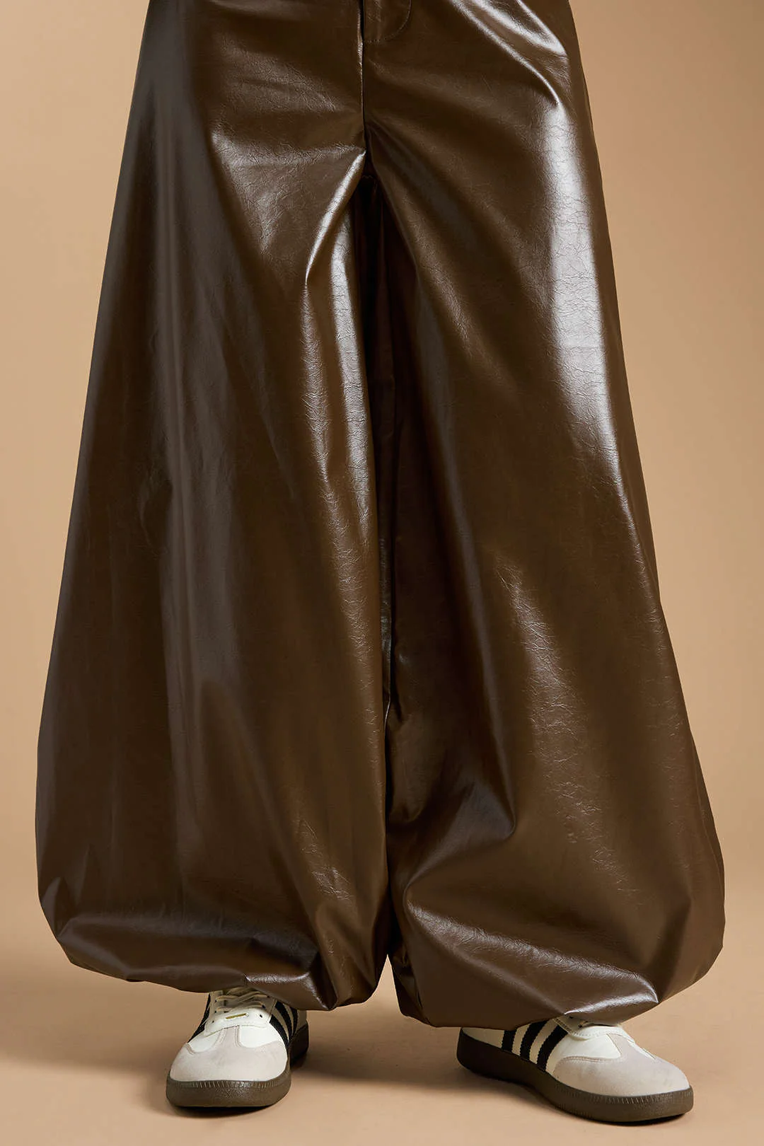 Faux Leather Tie-Up Lantern Trousers - Image 5