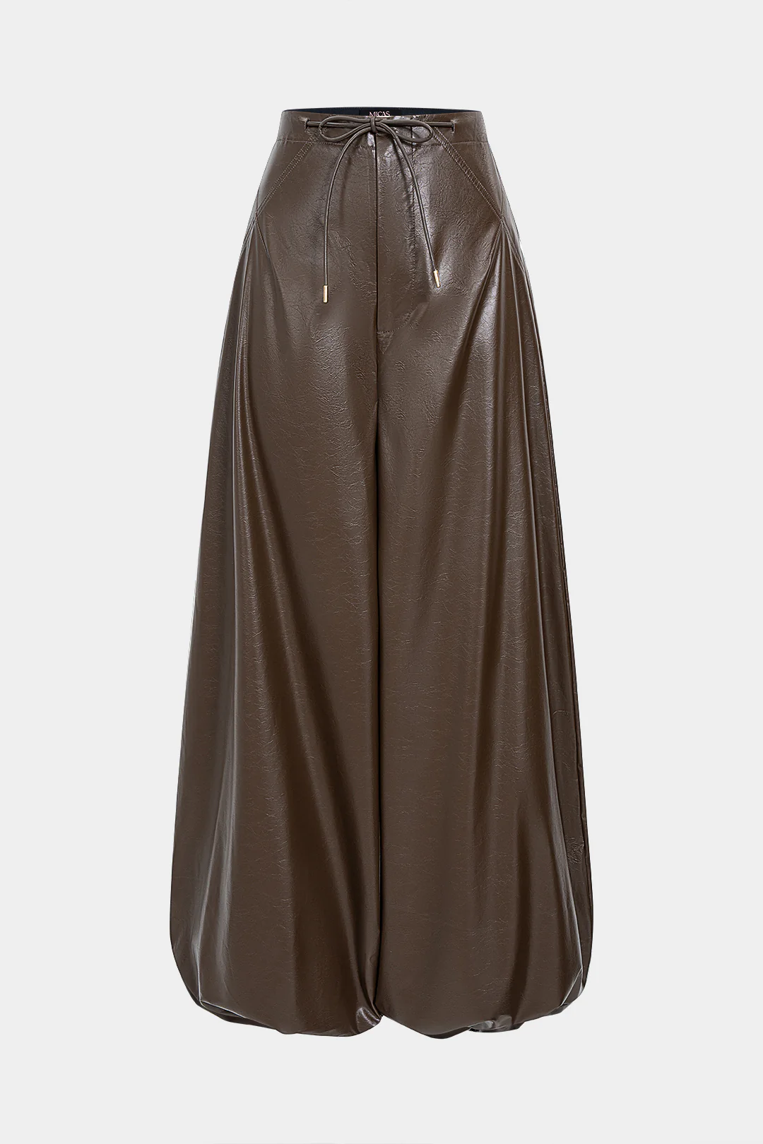Faux Leather Tie-Up Lantern Trousers - Image 6