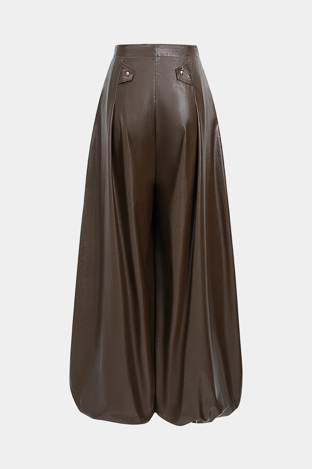 Faux Leather Tie-Up Lantern Trousers - Image 7