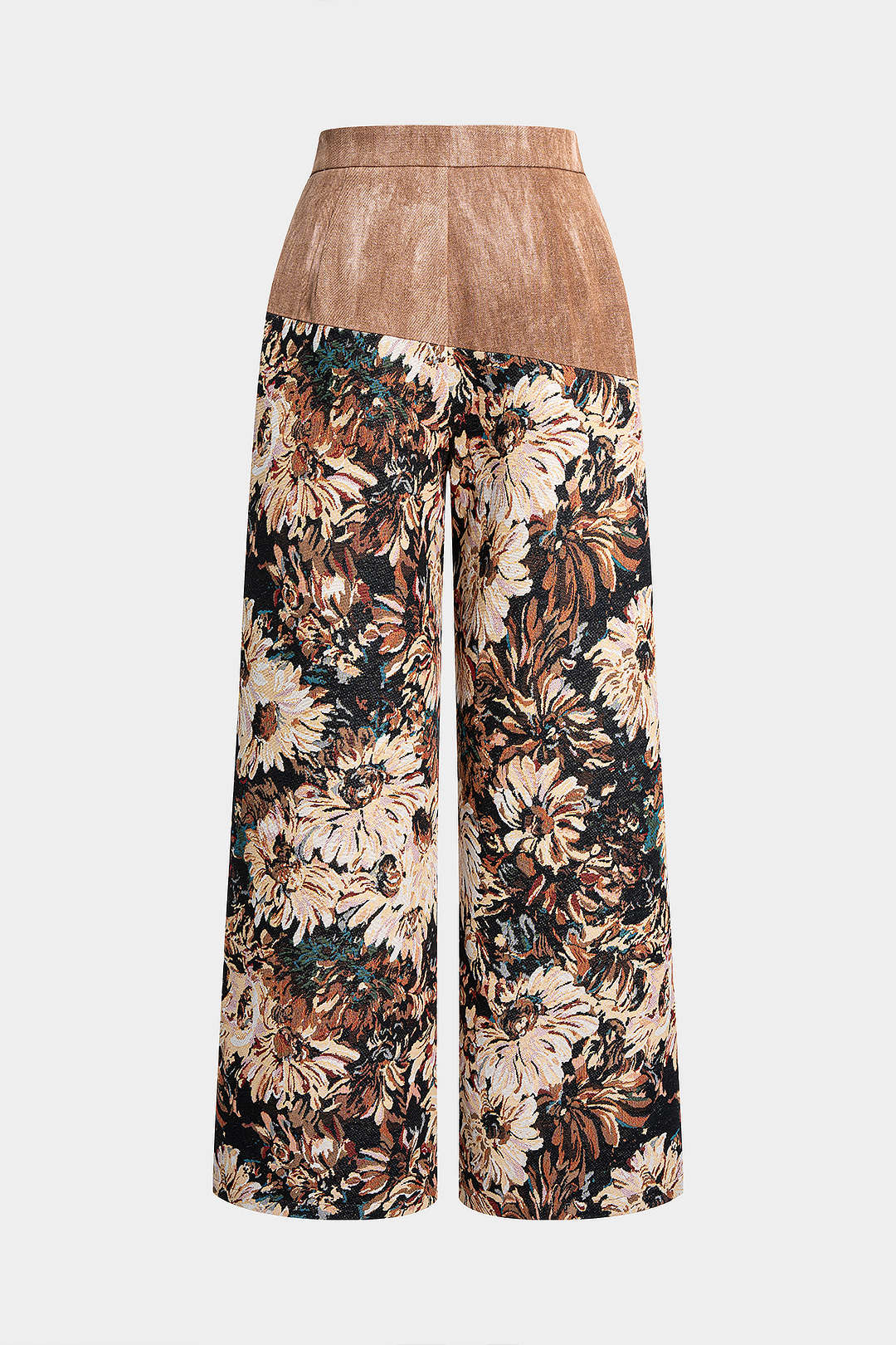 Jacquard Patchwork High Waist Wide Leg Trousers - Image 2