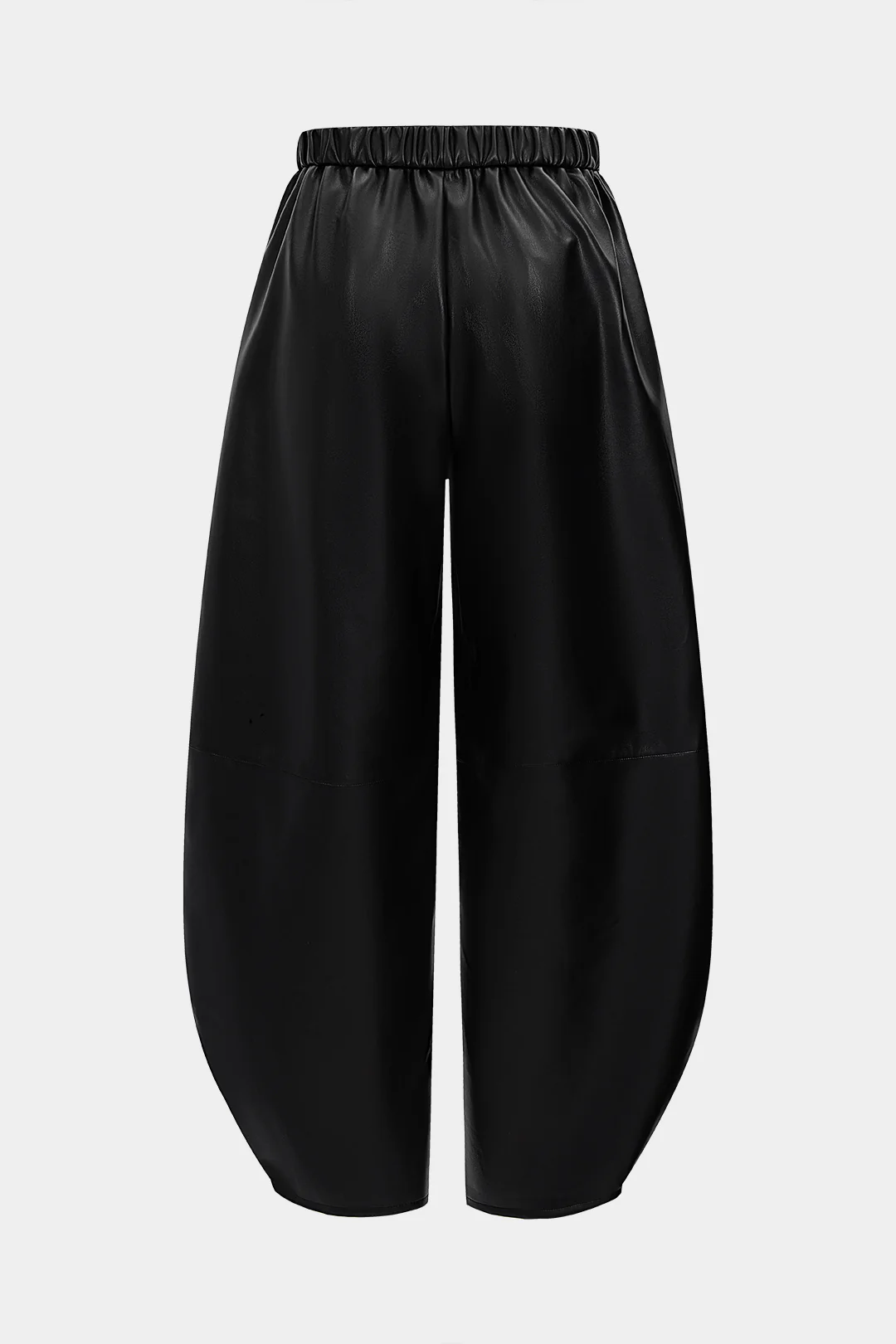 Faux Leather Shirred Waistband High Waist Trousers - Image 2