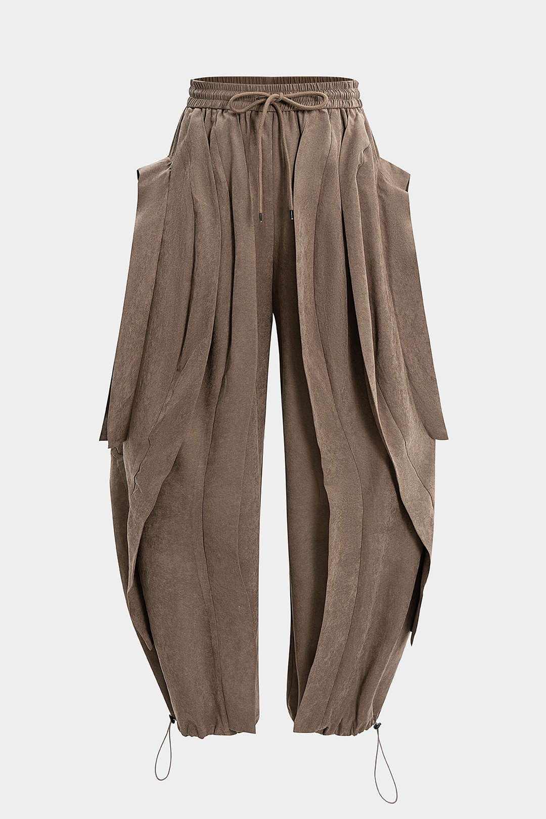 Shirred Waistband Drawstring Barrel Pants