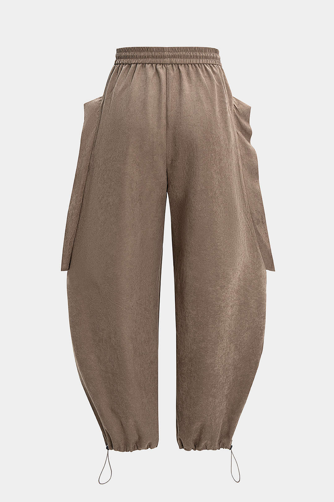 Shirred Waistband Drawstring Barrel Pants - Image 2