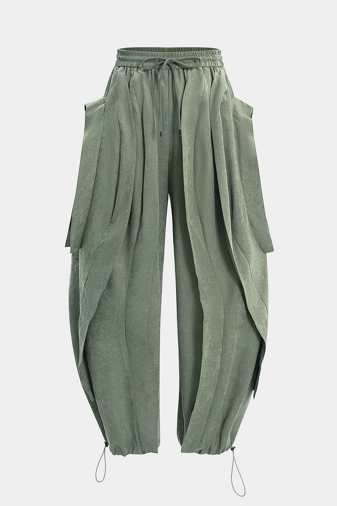 Shirred Waistband Drawstring Barrel Pants - Image 5