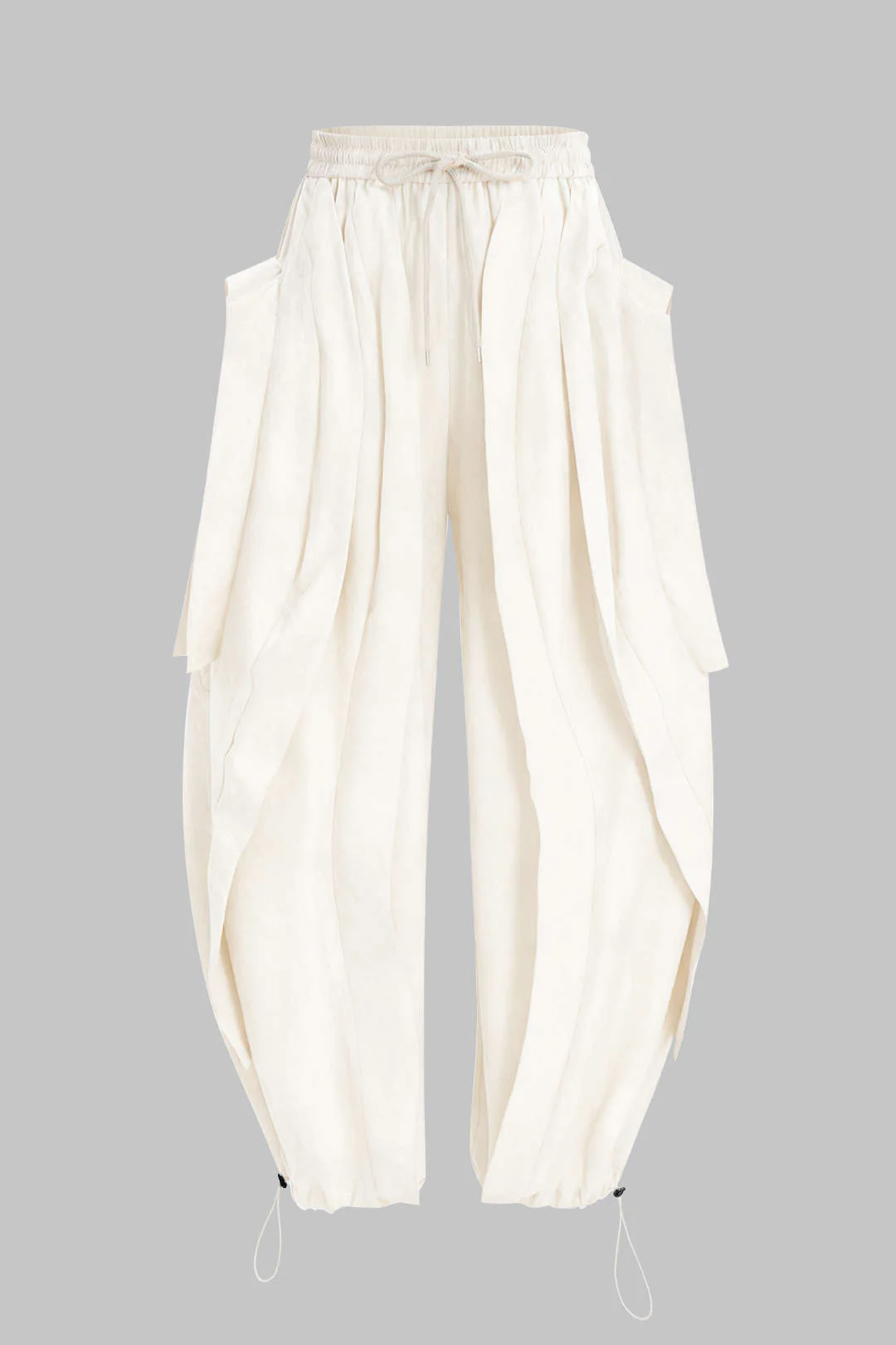 Shirred Waistband Drawstring Barrel Pants - Image 6