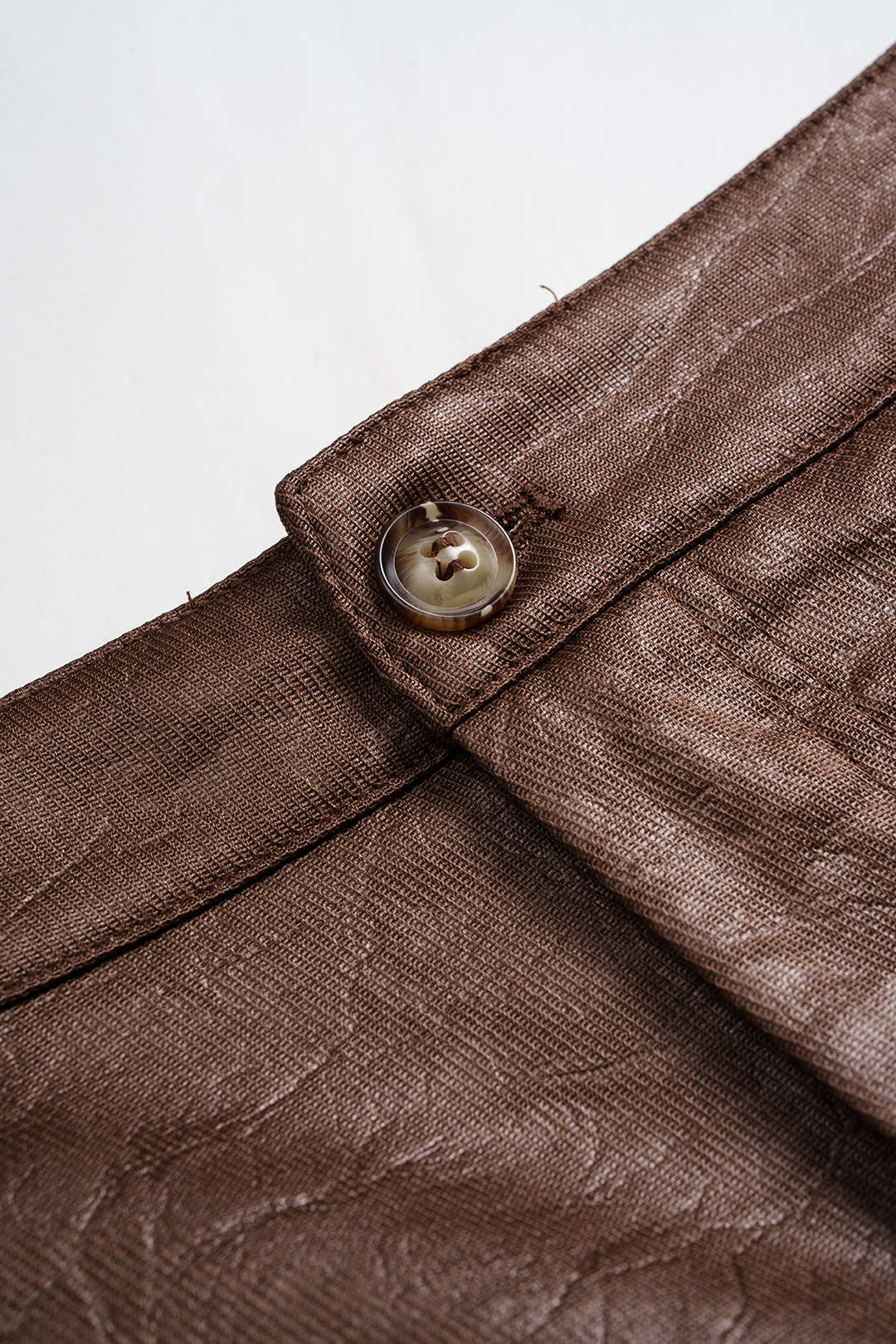Plus Size Faux Leather Linen Patchwork Ruched Trousers - Image 3