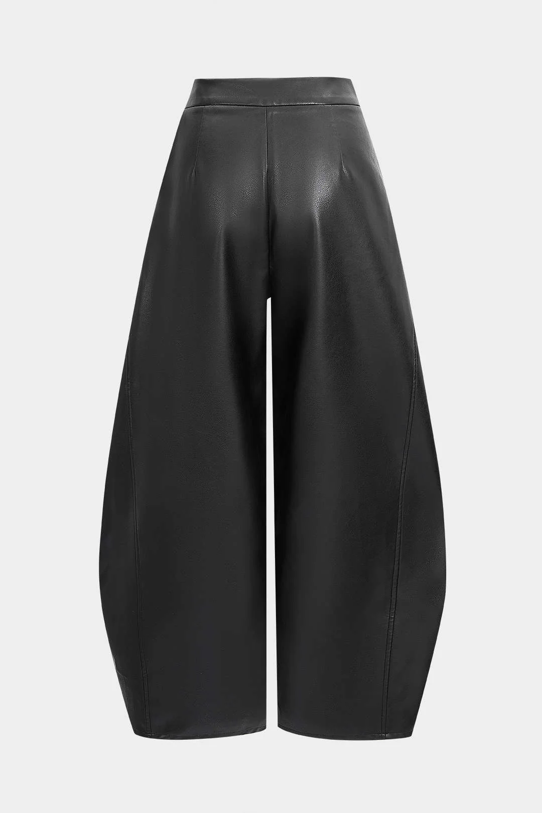 Faux Leather Metallic Zipper Hollow Out Ring Trousers - Image 2