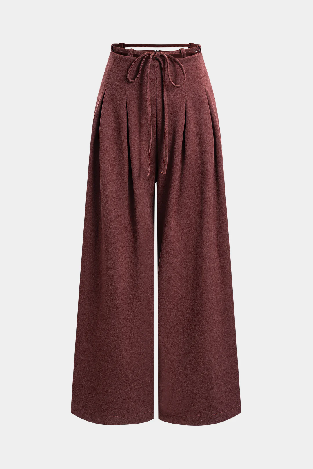 Ruched Tie-Up Zipper Wide Leg Pants