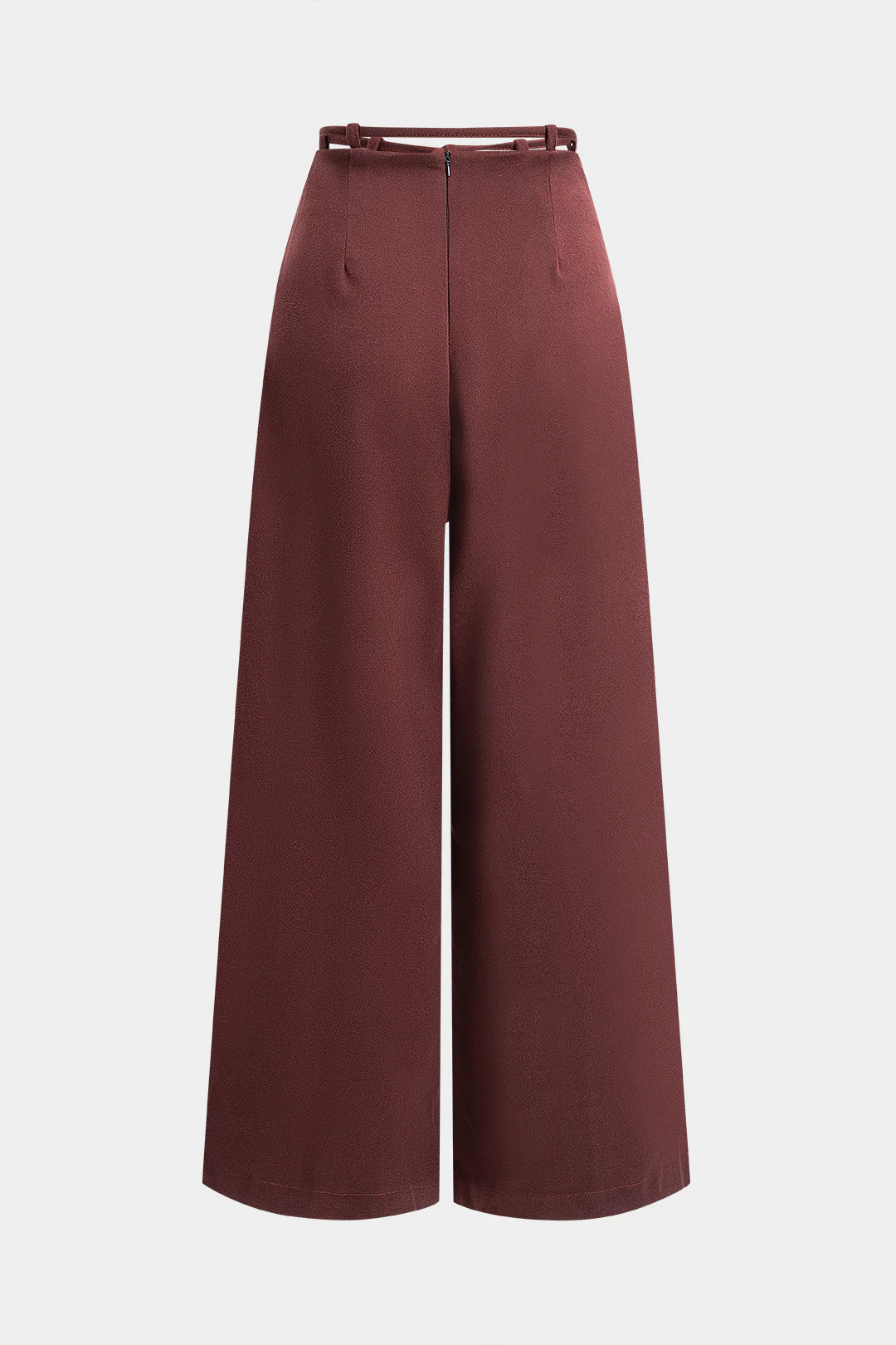 Ruched Tie-Up Zipper Wide Leg Pants - Image 2