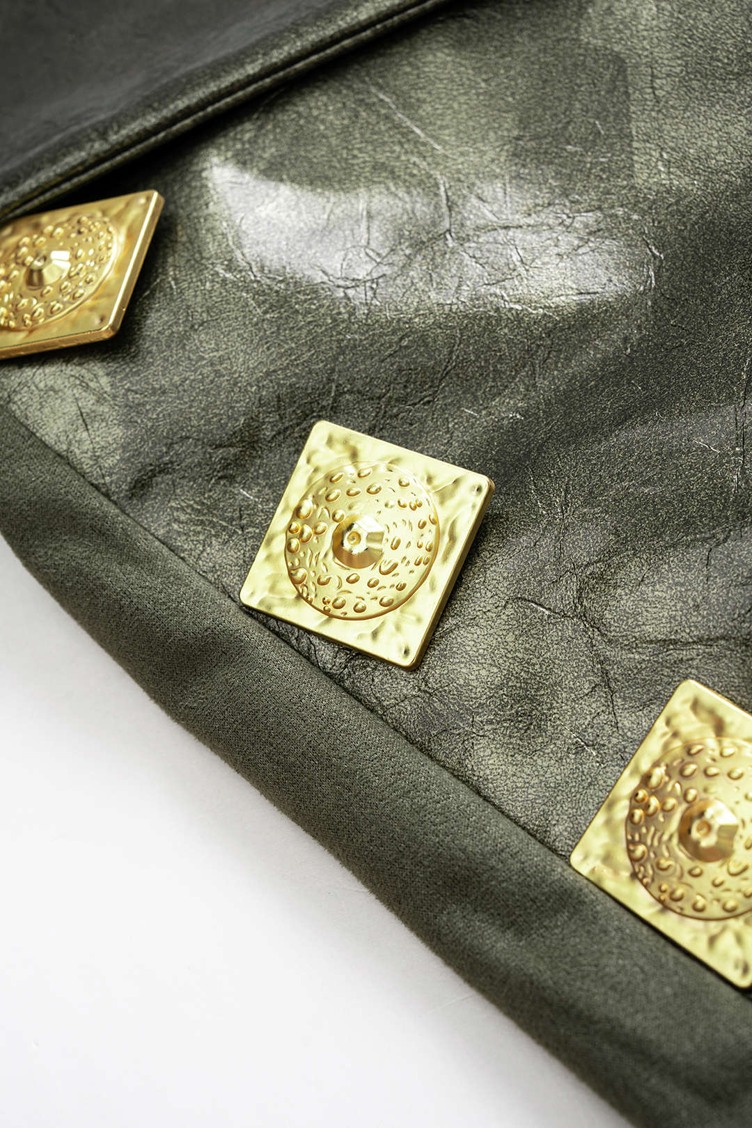 Faux Leather Patchwork Suede Metallic Decor High Waist Pants - Image 3
