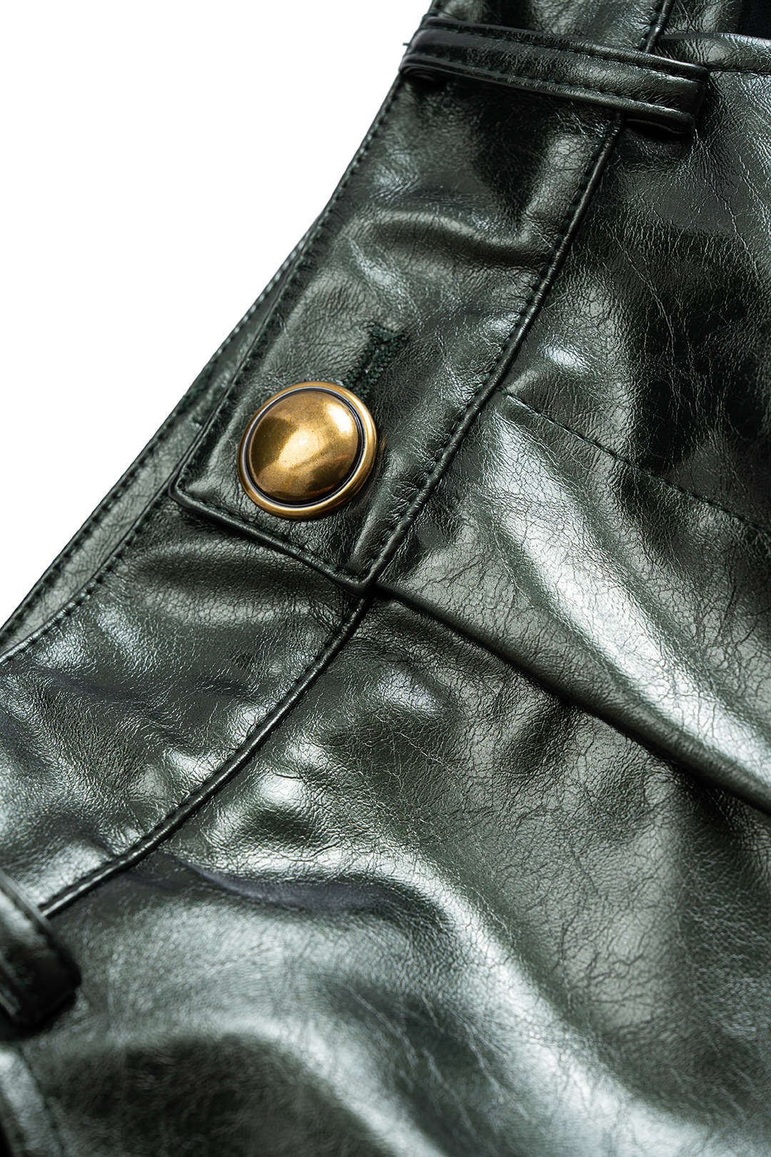 Faux Leather Patchwork Zipper Pocket Pants - Image 3