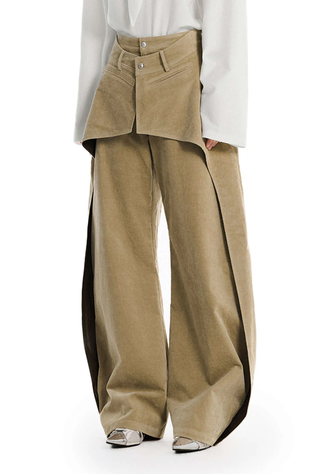 Double Waistband Cut Out Pocket Trousers - Image 9