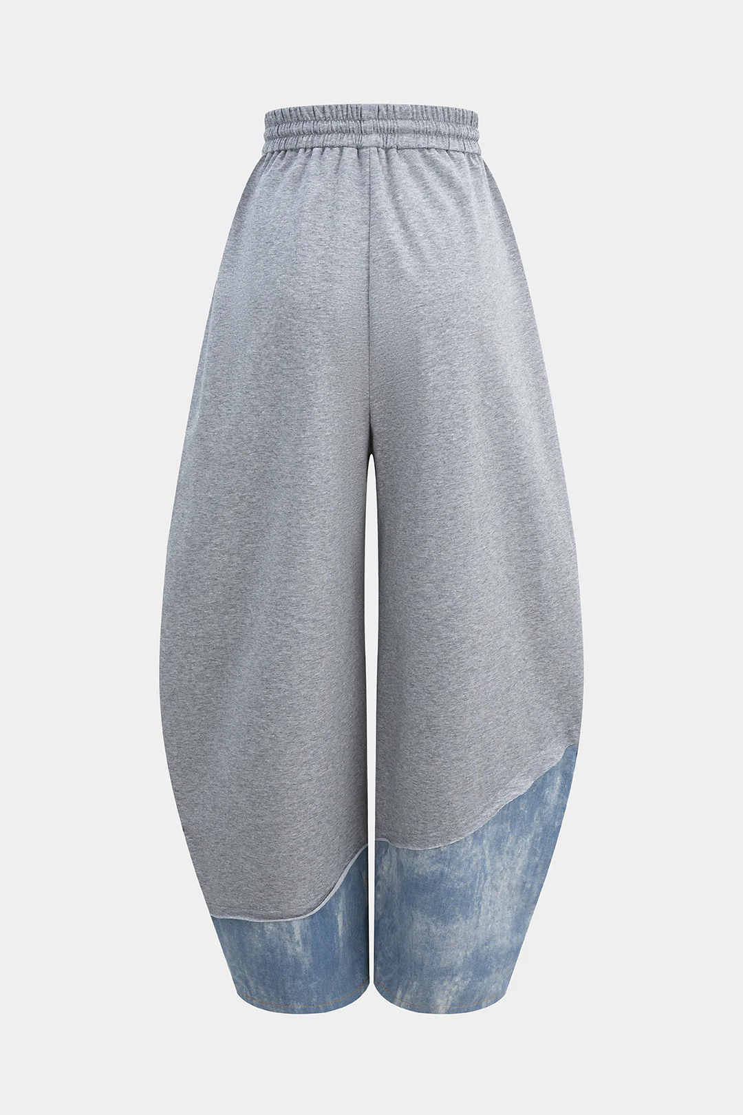 Denim Patchwork Drawstring Asymmetrical Pants - Image 2