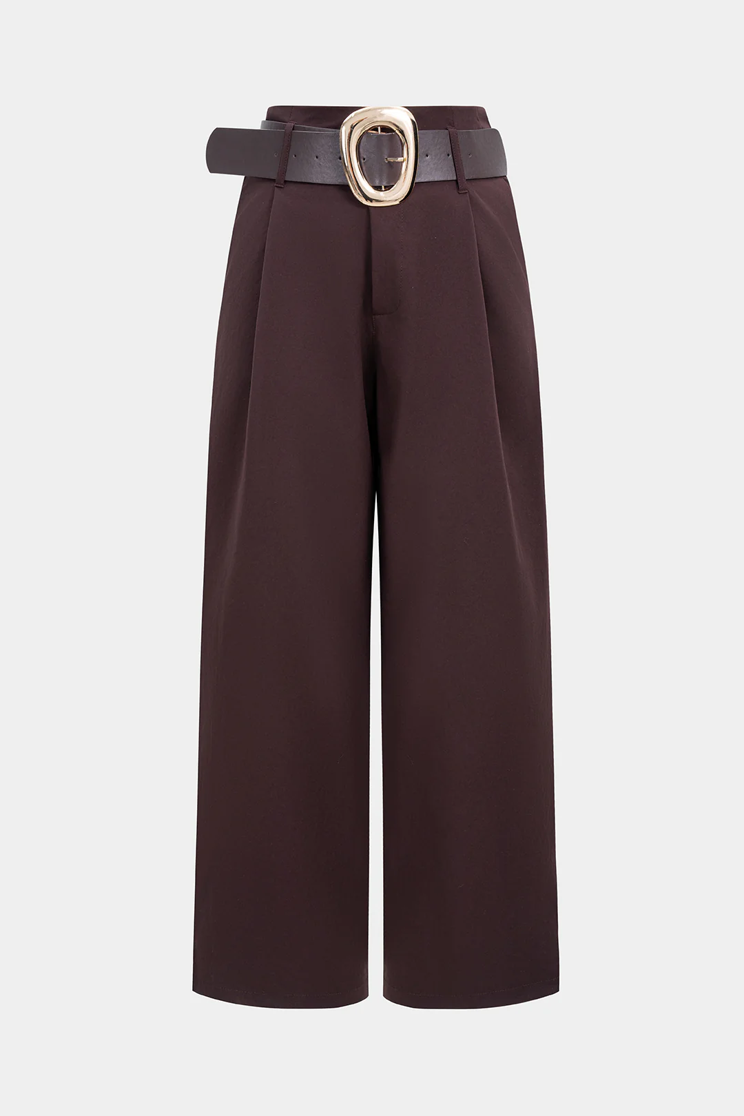 Ruched Belted Wide Leg Pants