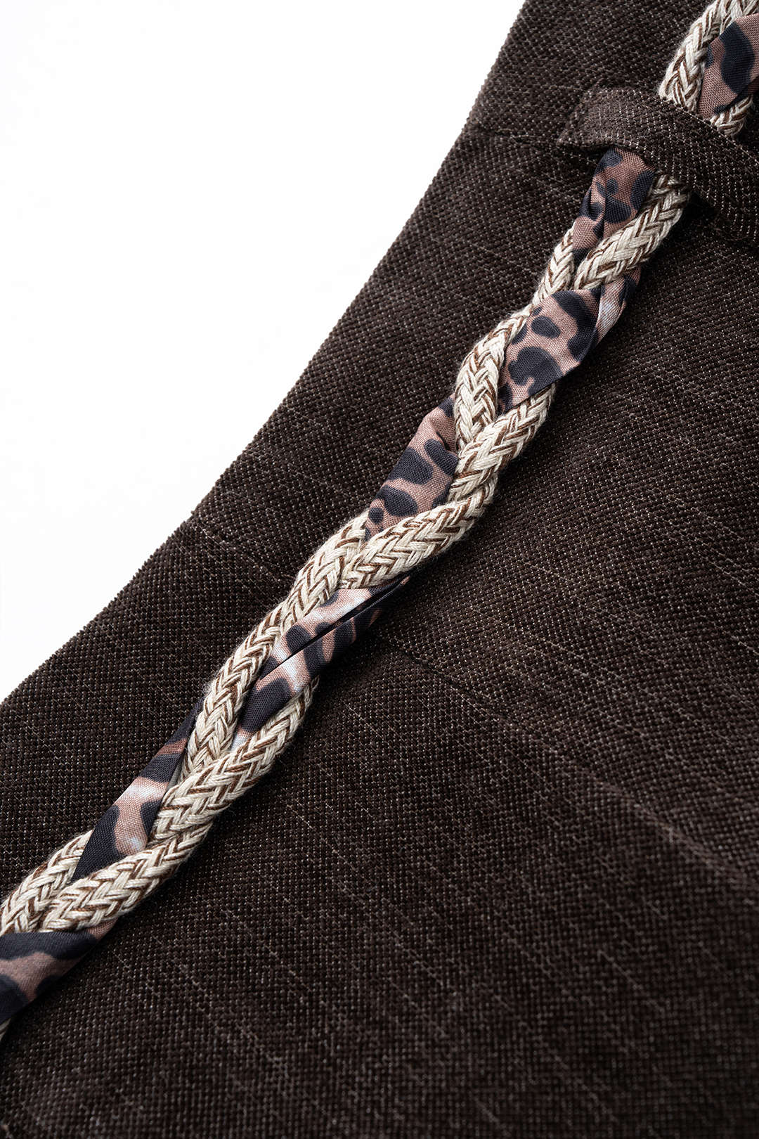Leopard Print Braided Belted High Waist Pants - Image 3