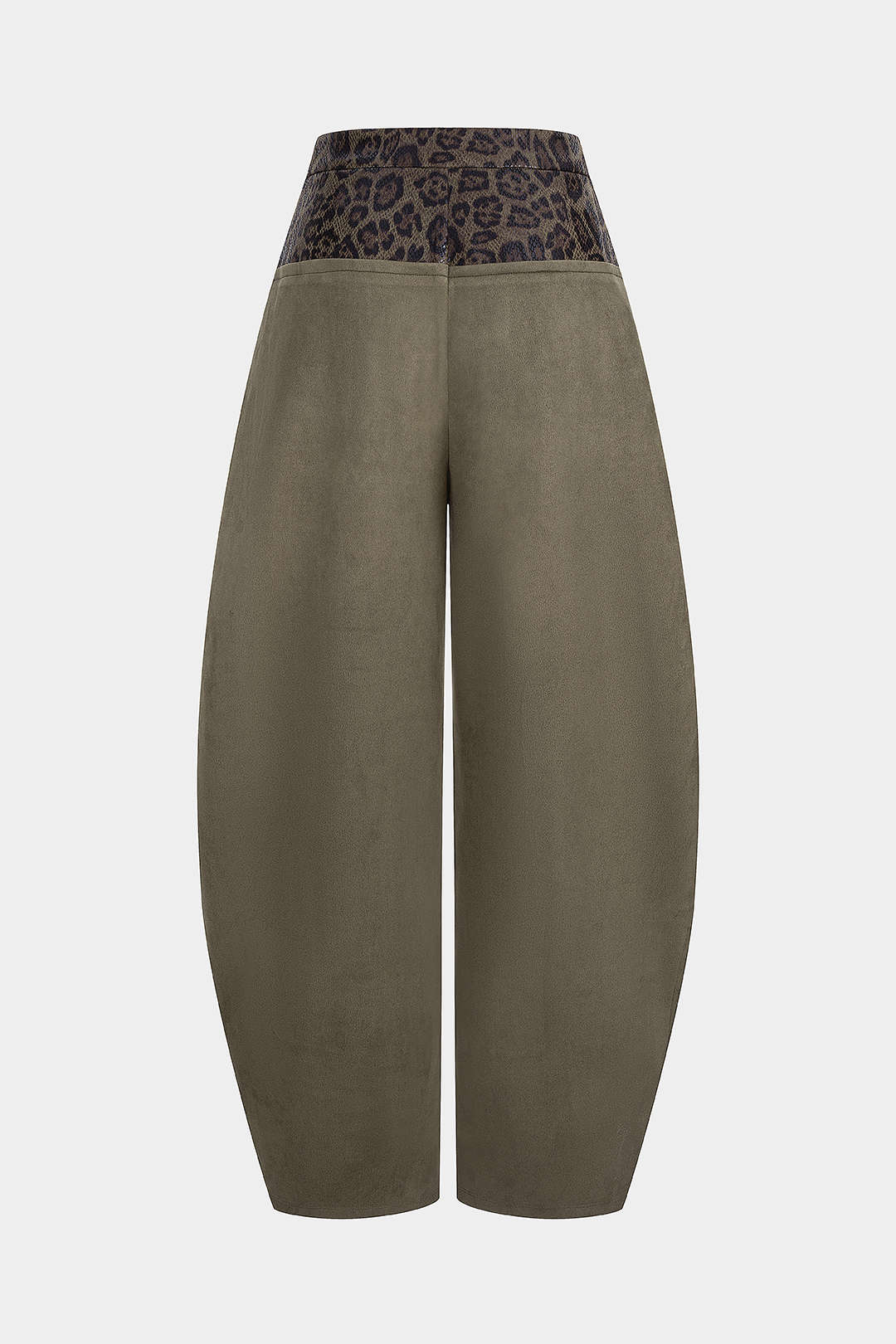 Leopard Snake Skin Print Faux Leather Suede Patchwork Wide Leg Pants - Image 2