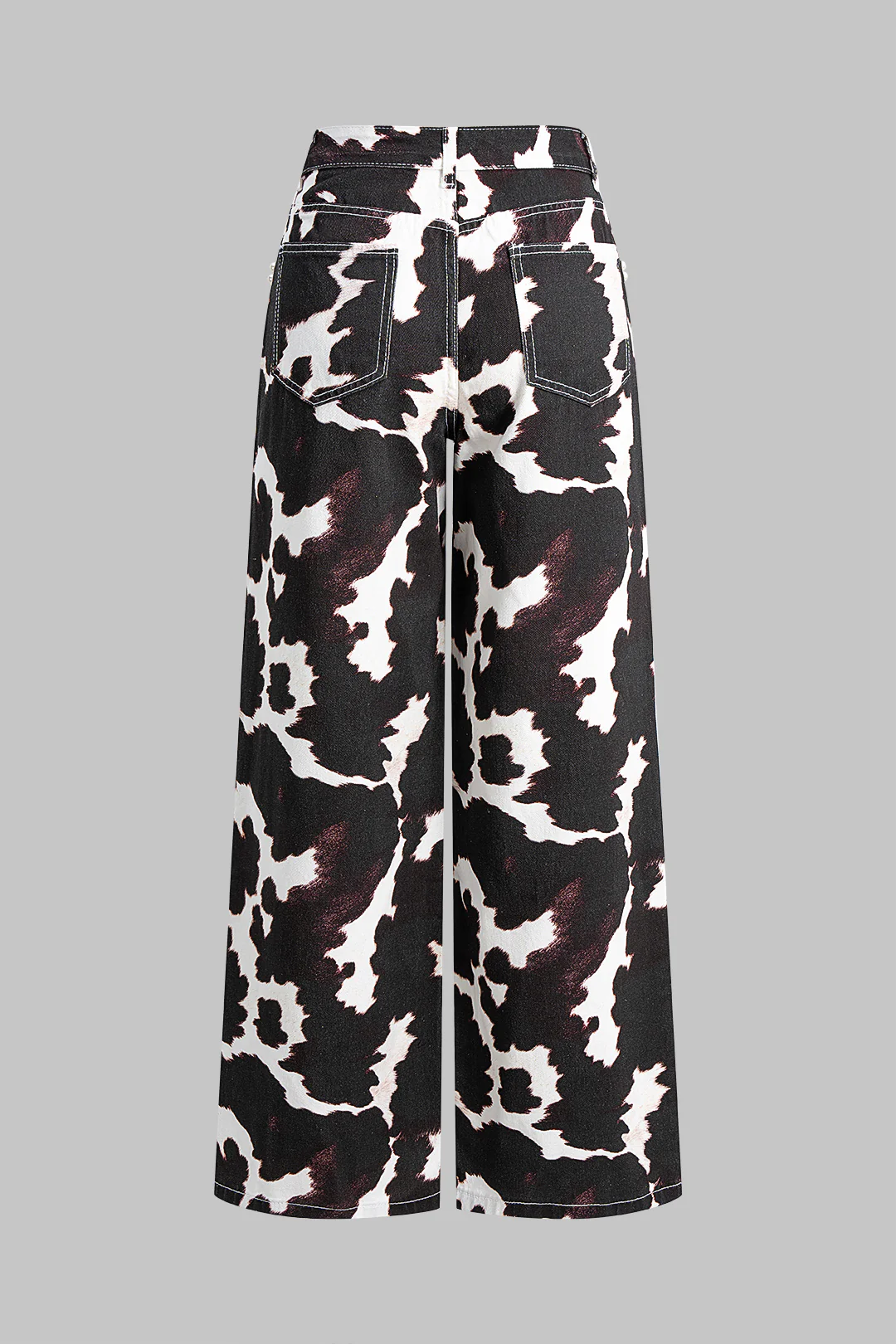 Denim Contrast Print Pearl Decor Jeans - Image 2