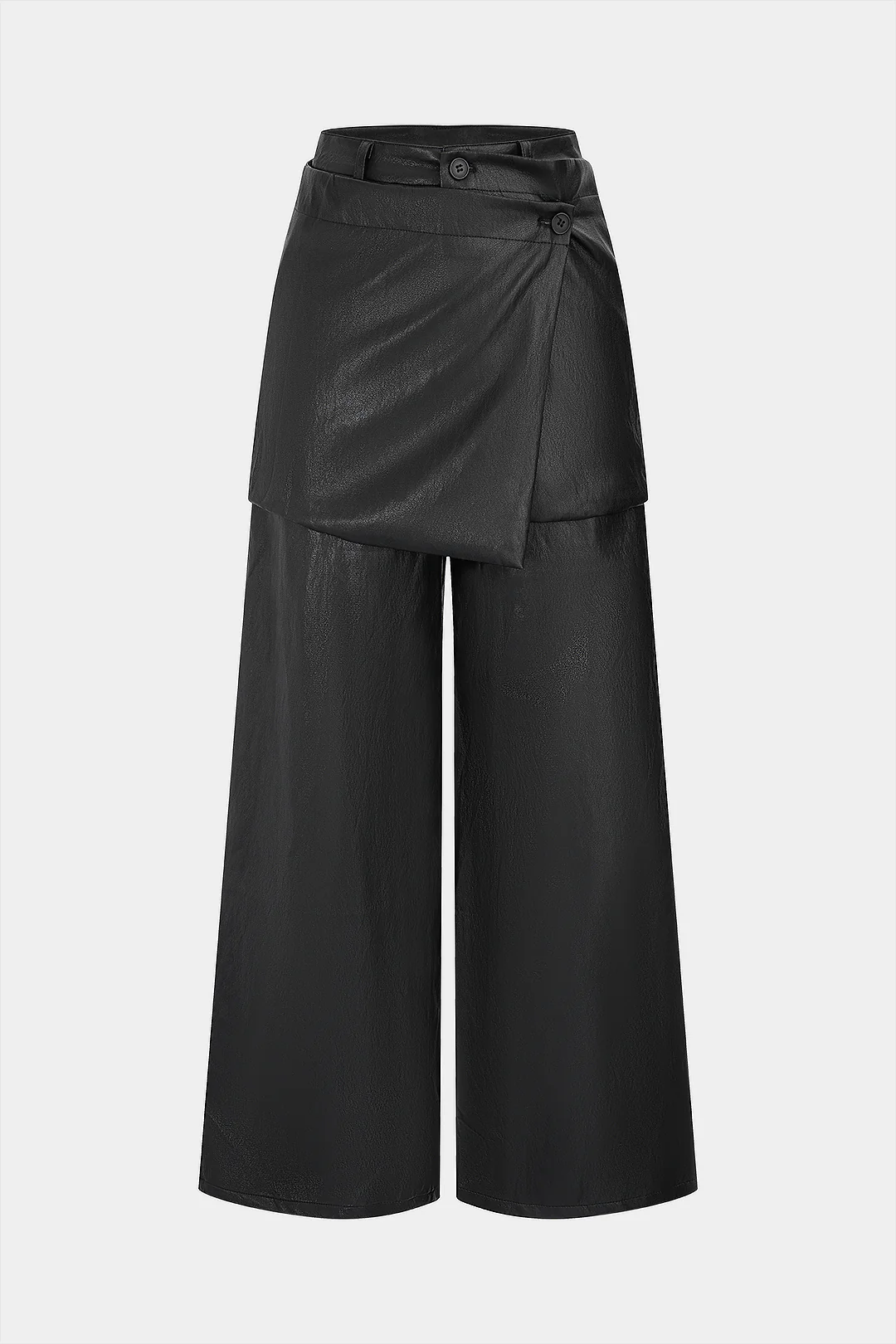 Faux Leather Asymmetrical Wide Leg Pants