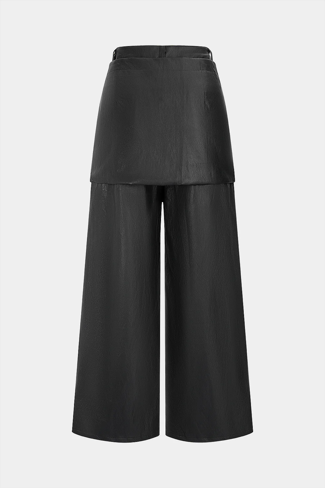 Faux Leather Asymmetrical Wide Leg Pants - Image 2
