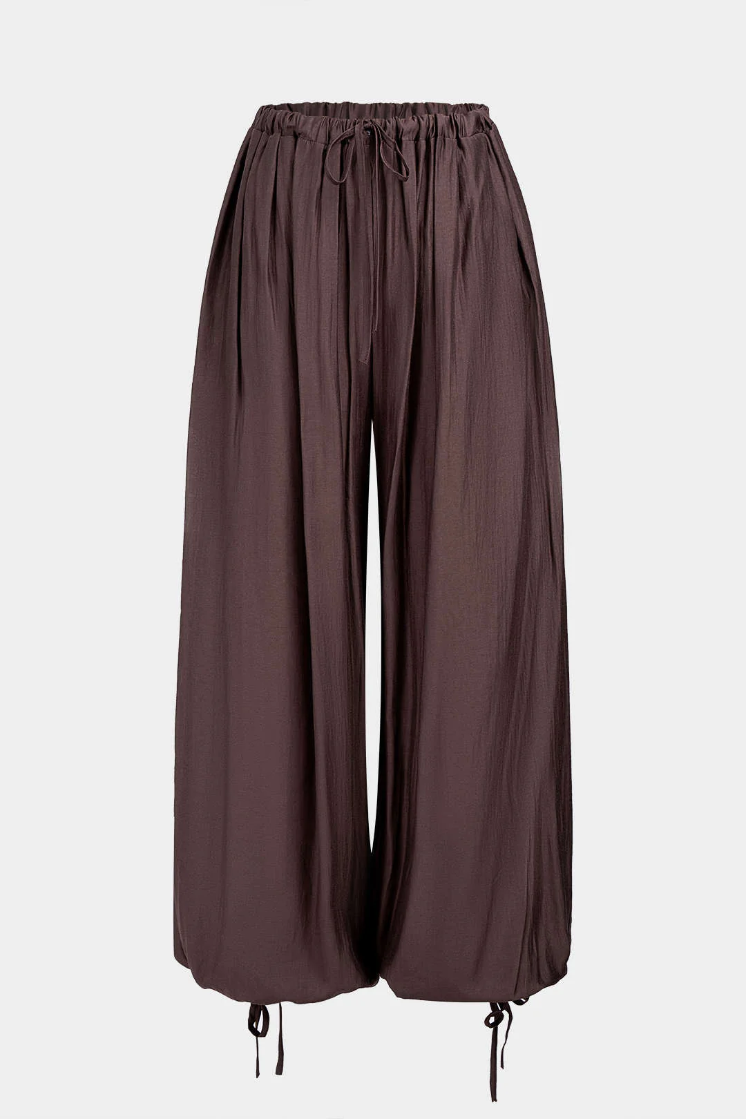 Ruched Drawstring Tie-Up High Waist Pants - Image 2