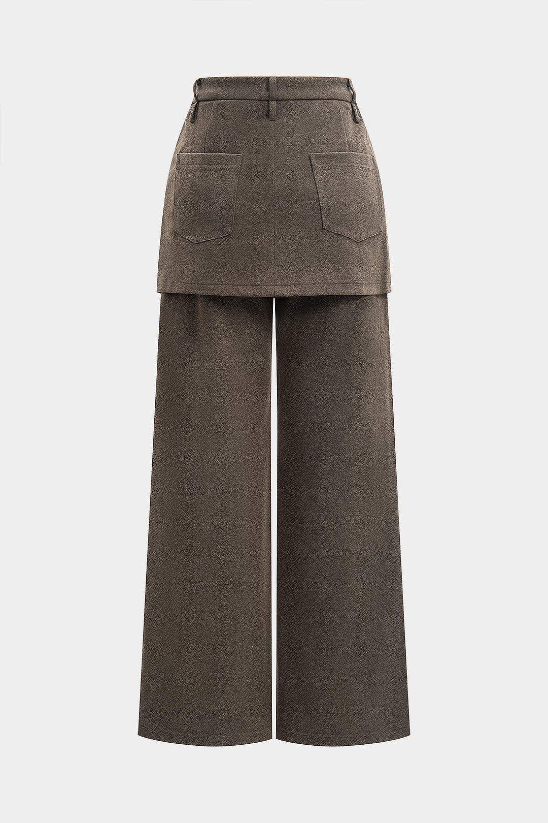 Solid Fake Pockets Straight Leg Zipper Pants - Image 2