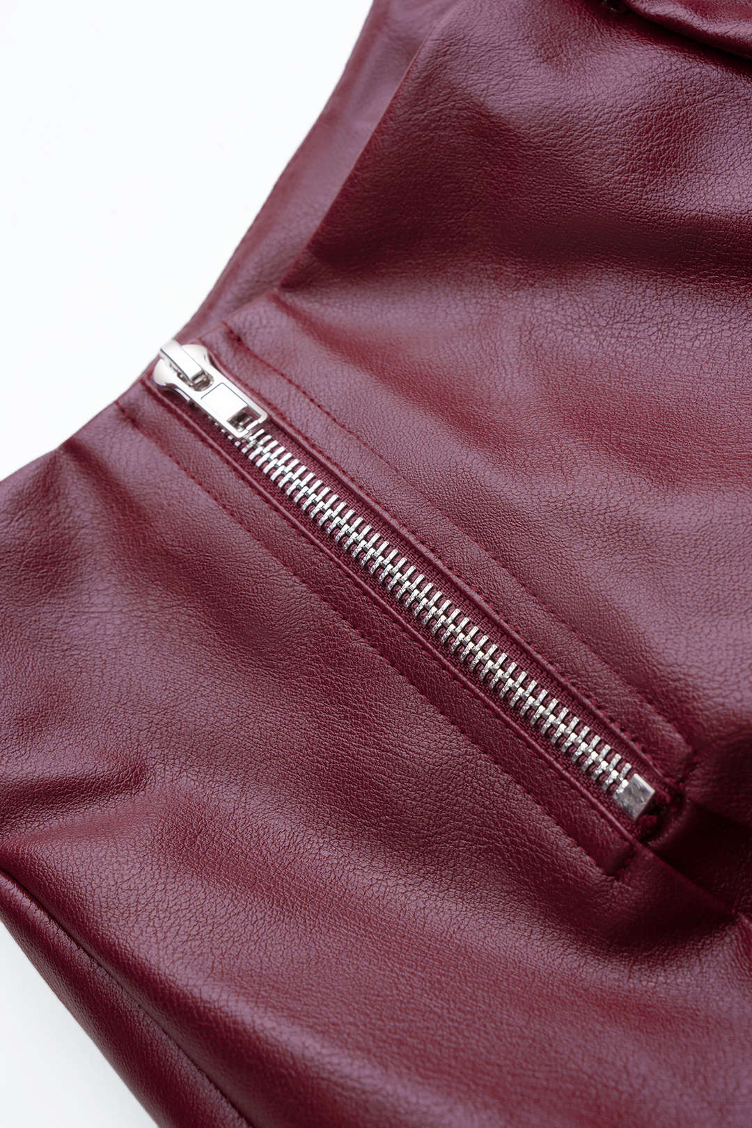 Faux Leather Zipper Straight Pants - Image 3