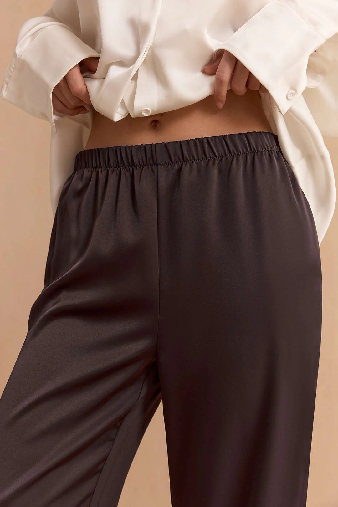 Satin High Waist Straight Leg Pants - Image 3