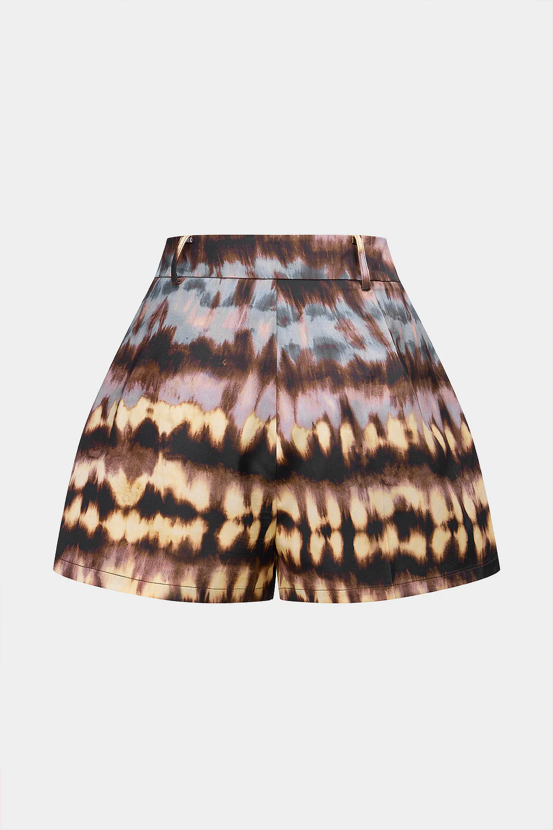 Abstract Tie Dye Print Satin Shorts - Image 2